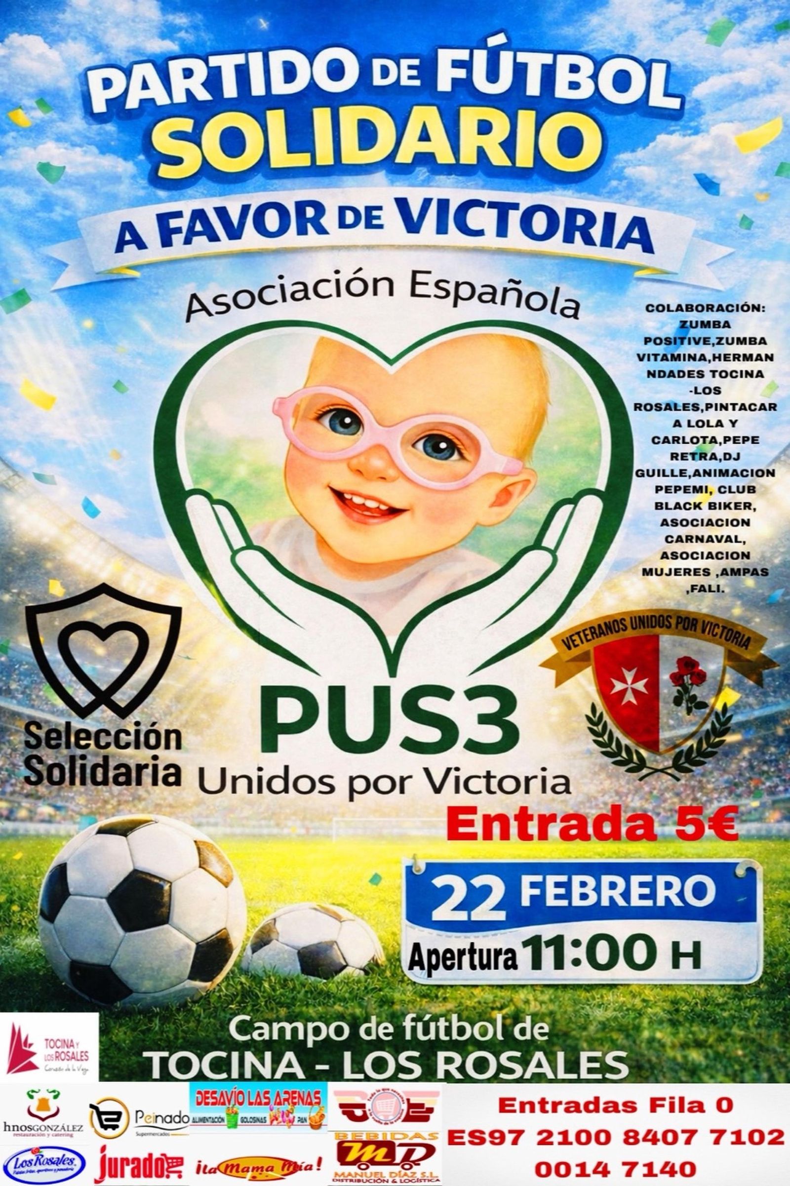 Cada entrada y donación del partido benéfico del 22 de febrero ayuda a que Victoria y otros niños con PUS-3 tengan esperanza y mejores oportunidades de tratamiento