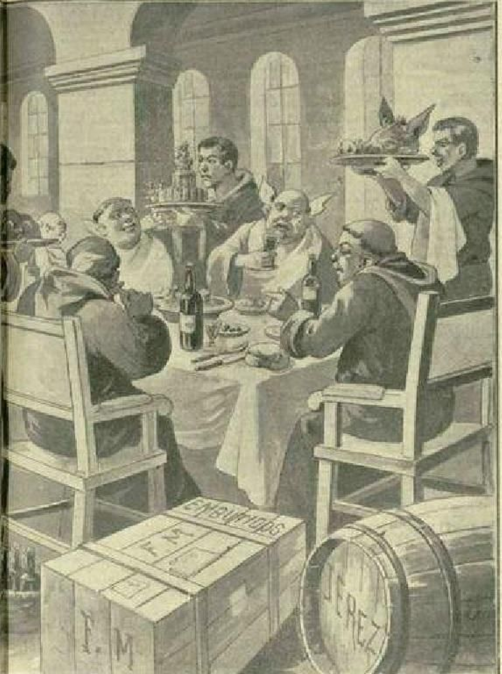 Imagen burlesca de los frailes en 'El Motín'.