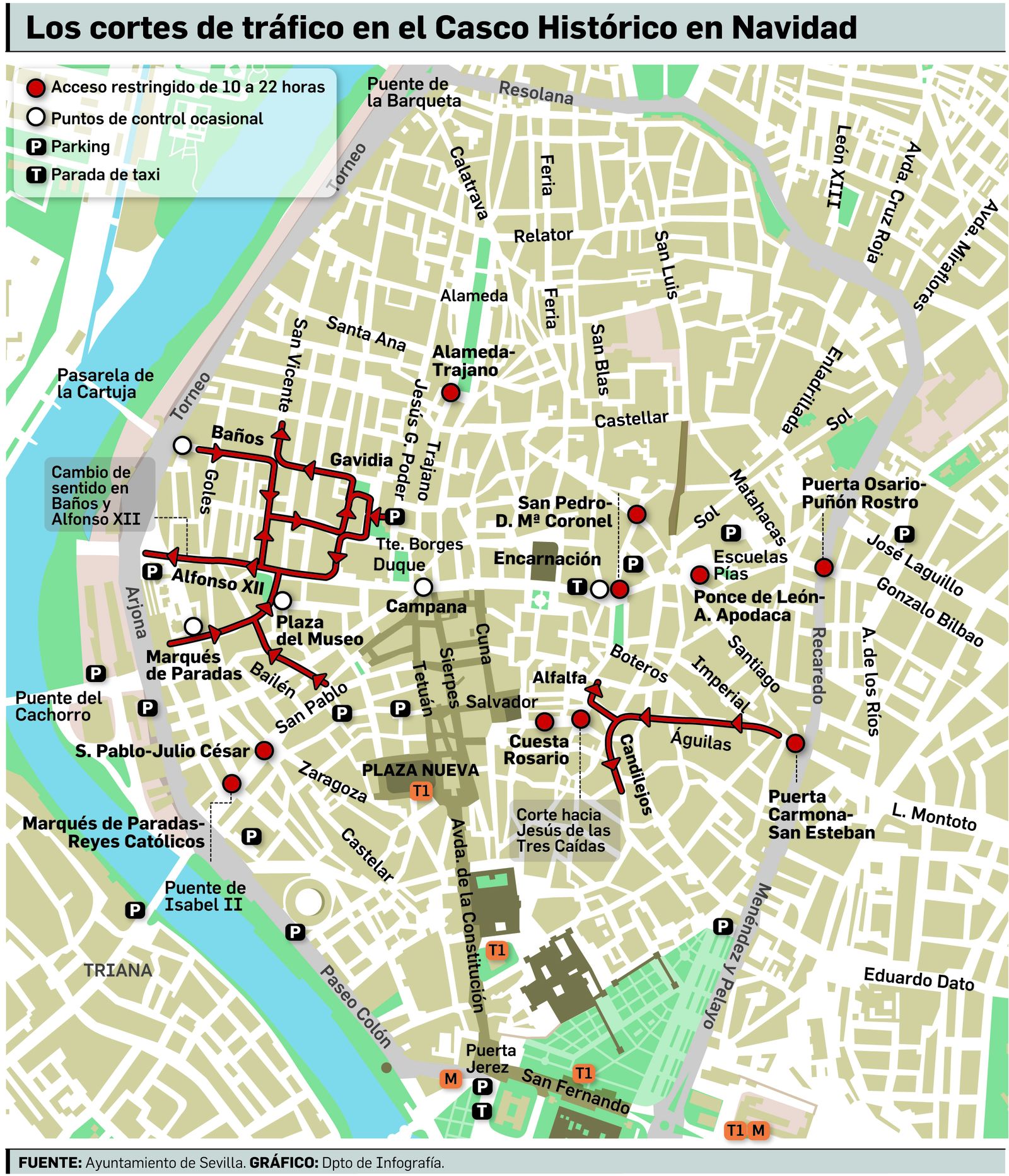 Mapa con los cortes y desvíos