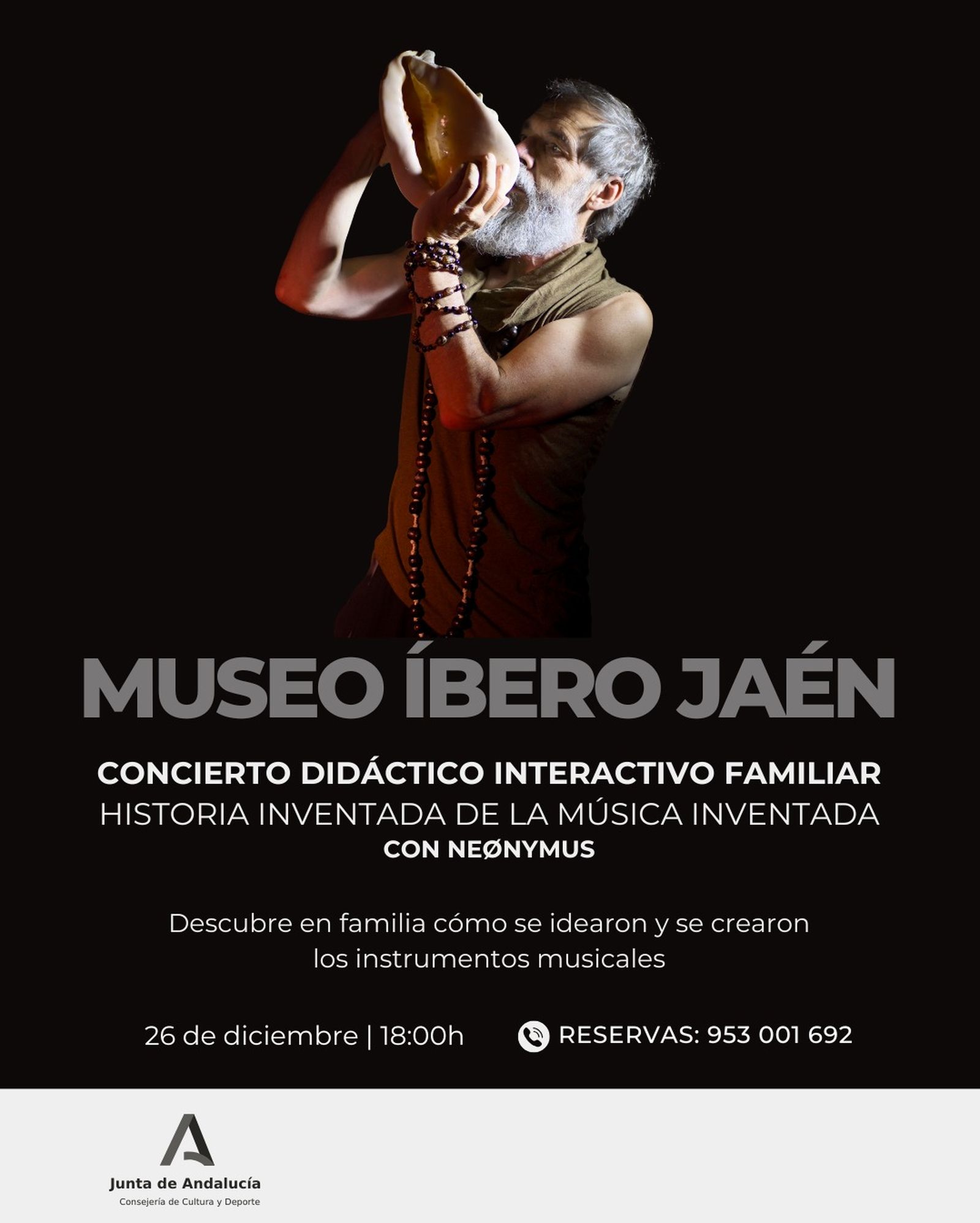 Neonymus interpreta instrumentos primitivos en una propuesta para descubrir en directo el origen de la música.