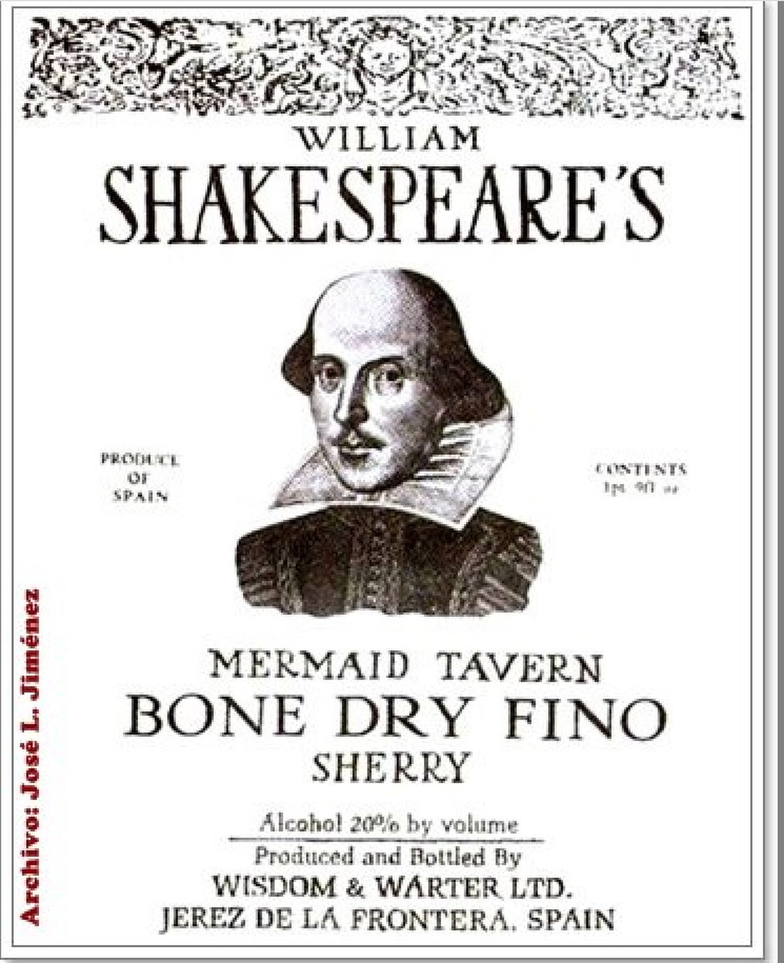La figura de Shakespeare y la 'Mermaid Tavern' en un vino de Wisdom & Warter.