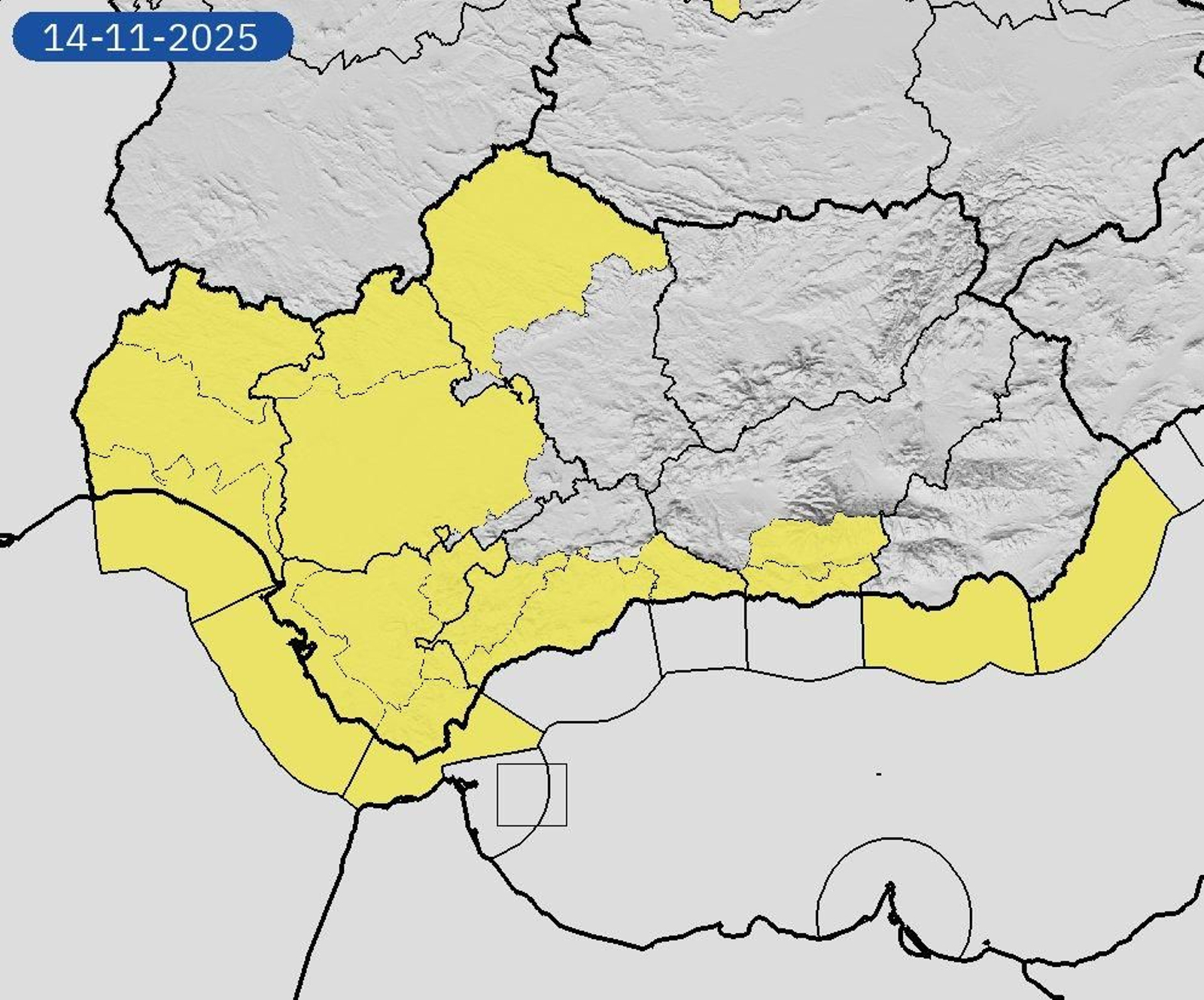 Zonas en aviso amarillo este viernes, entre ellas Alpujarra y la Costa Tropical.