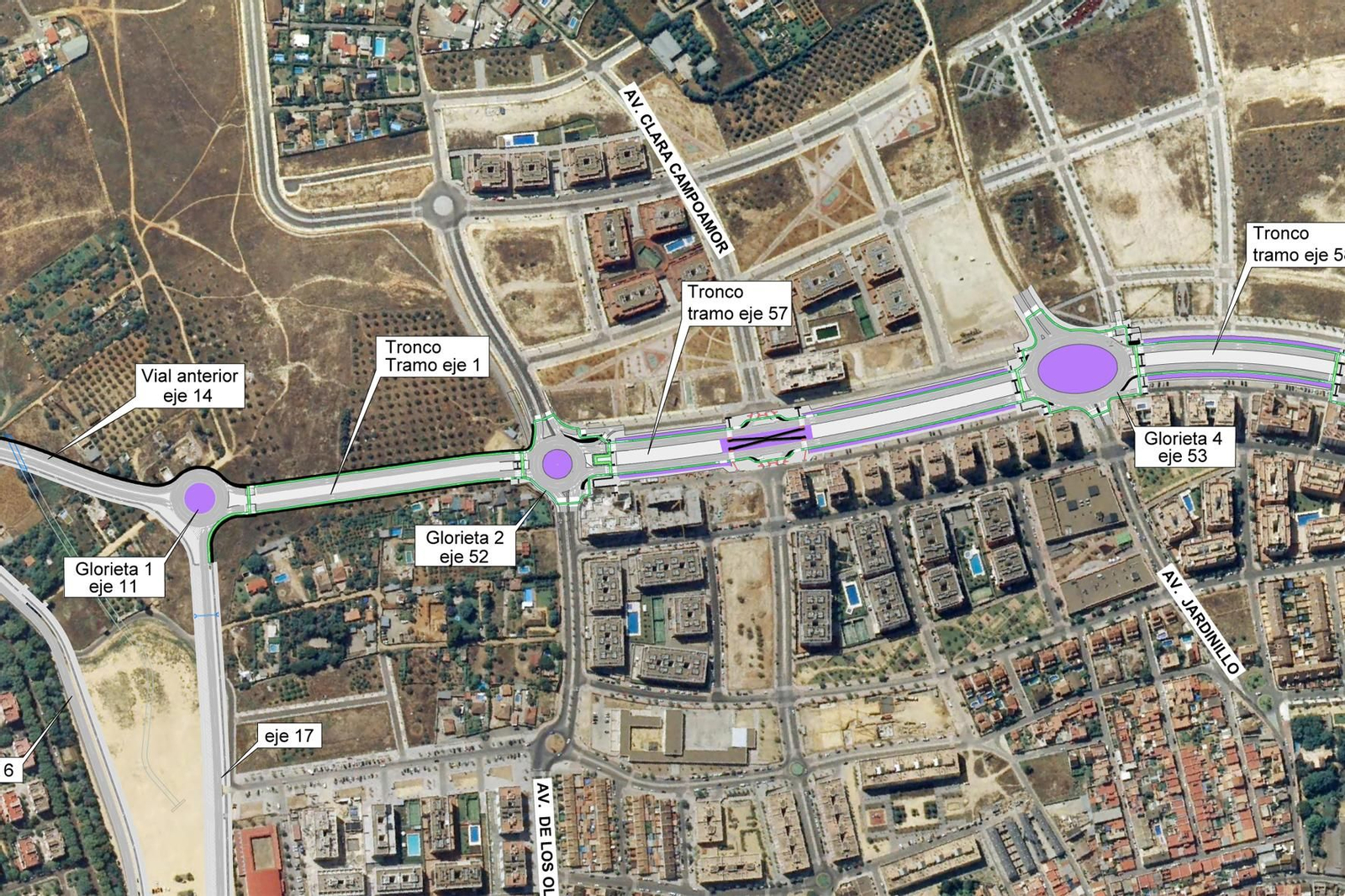 Un plano de la zona, con el proyecto previsto, distribuido por el PSOE.