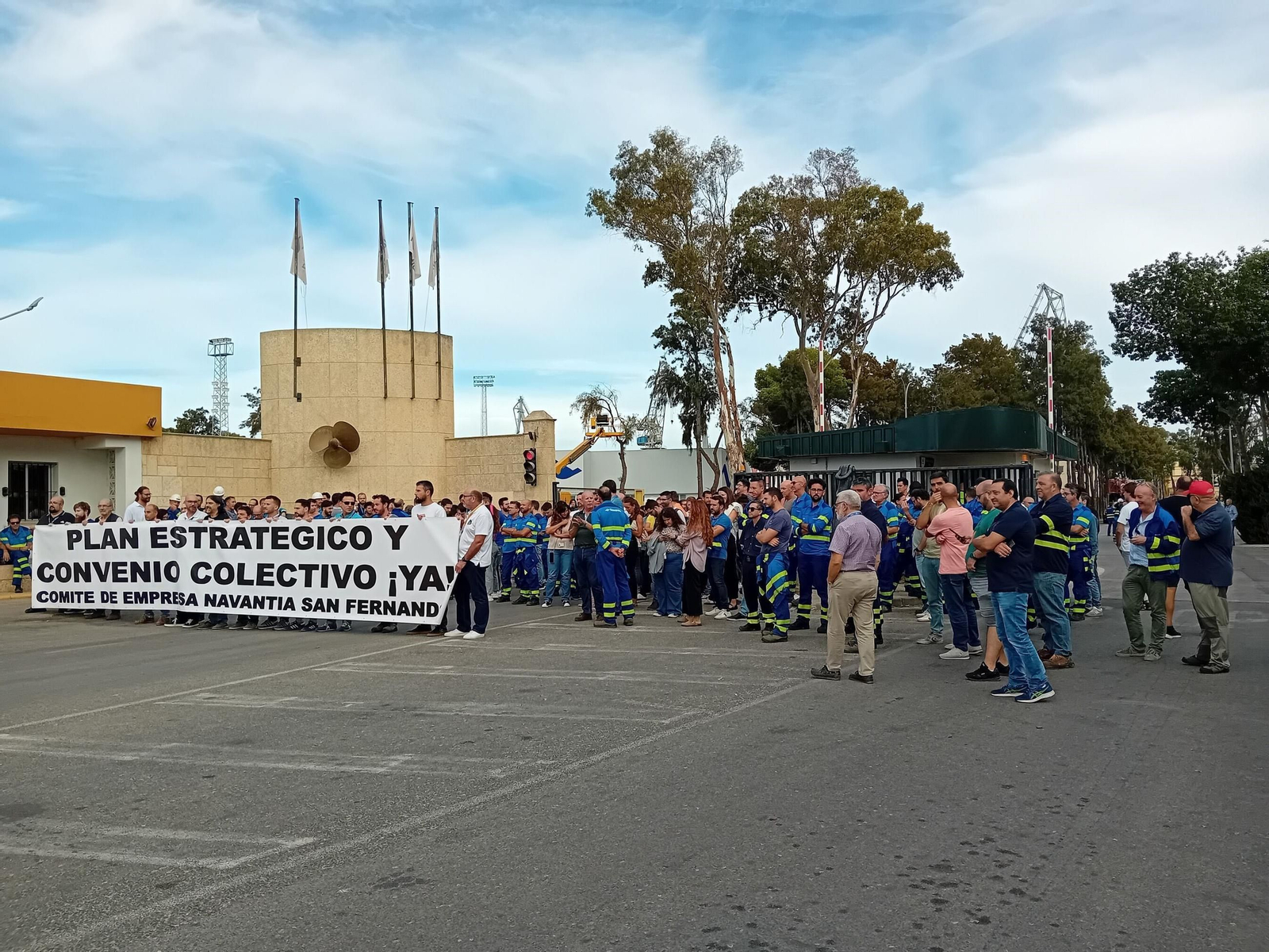 Protesta de trabajadores en Navantia San Fernando por el convenio, en una imagen de archivo.
