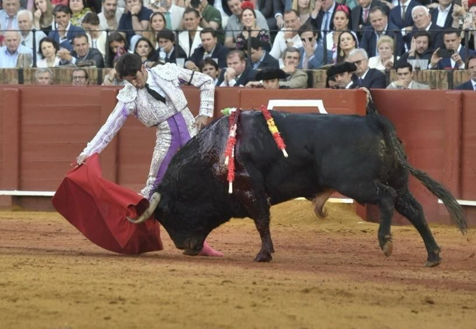 Cayetano lidia a su útimo toro en Sevilla. Cayetano lidia a su útimo toro en Sevilla.