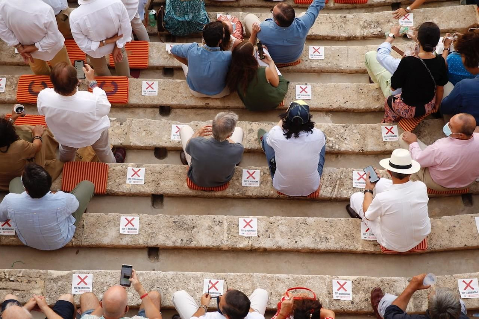 Los tendidos de la plaza de El Puerto, aforados para la corrida del verano de 2020.