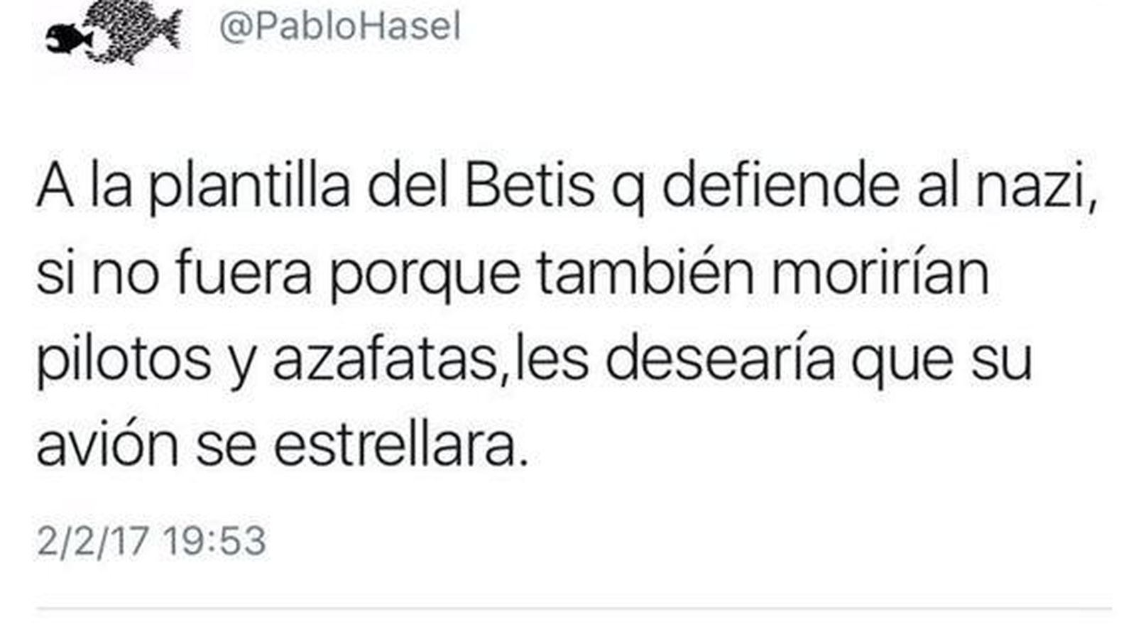 Captura del tuit hacia el Betis del rapero