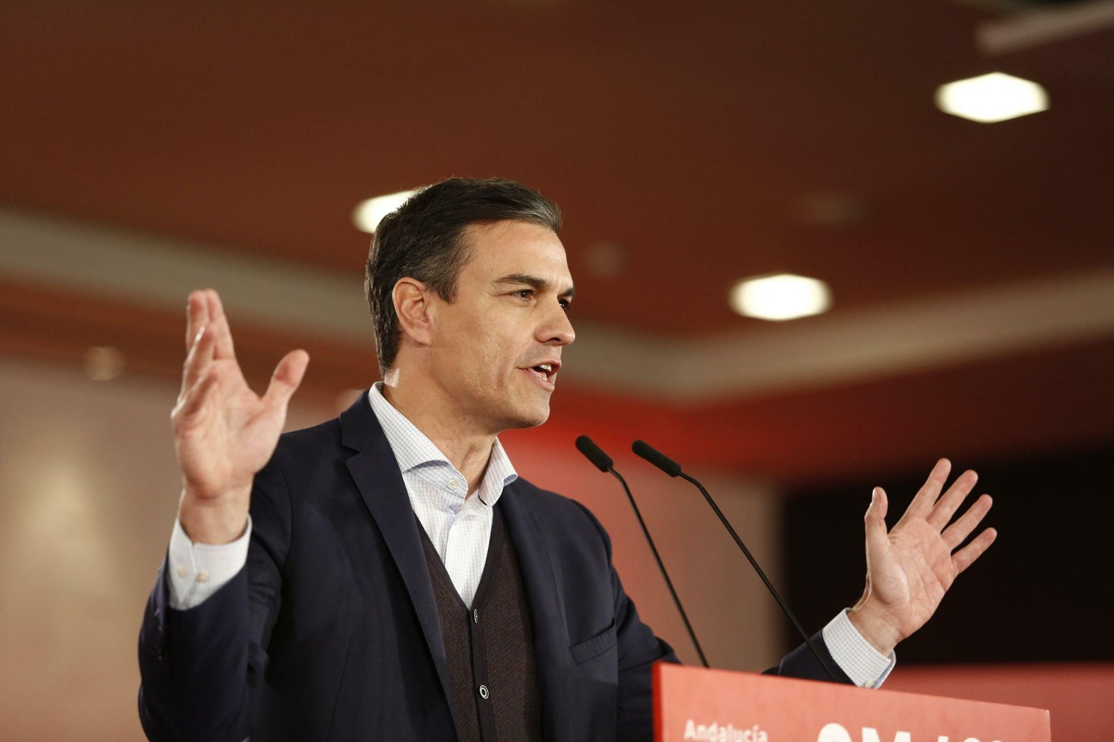 Pedro Sánchez en un acto del PSOE en Granada.
