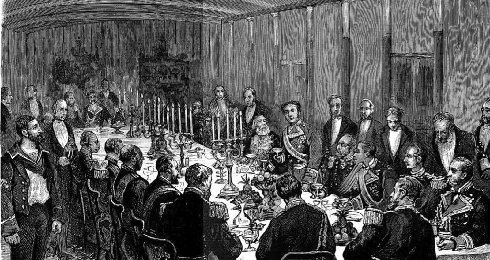 Alfonso XII a bordo del buque insignia británico Monotaur.1877