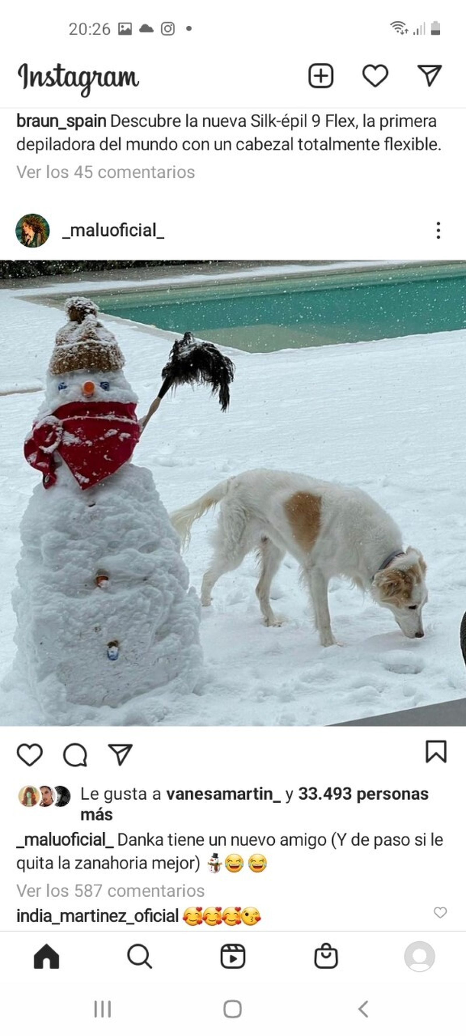 El muñeco de nieve que han colocado en su jardín Albert Rivera y Malú