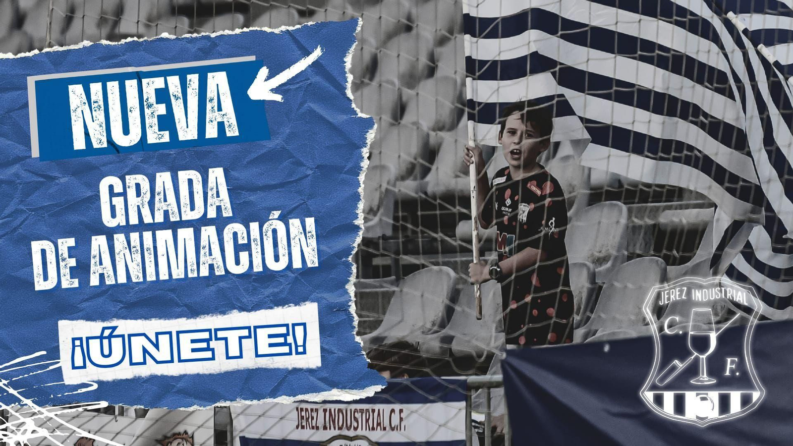 El Jerez Industrial ha creado para la temporada 25/26 una grada de animación para dar más colorido al Pedro Garrido.