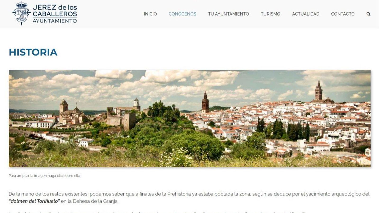 Página web del Ayuntamiento de Jerez de los Caballeros