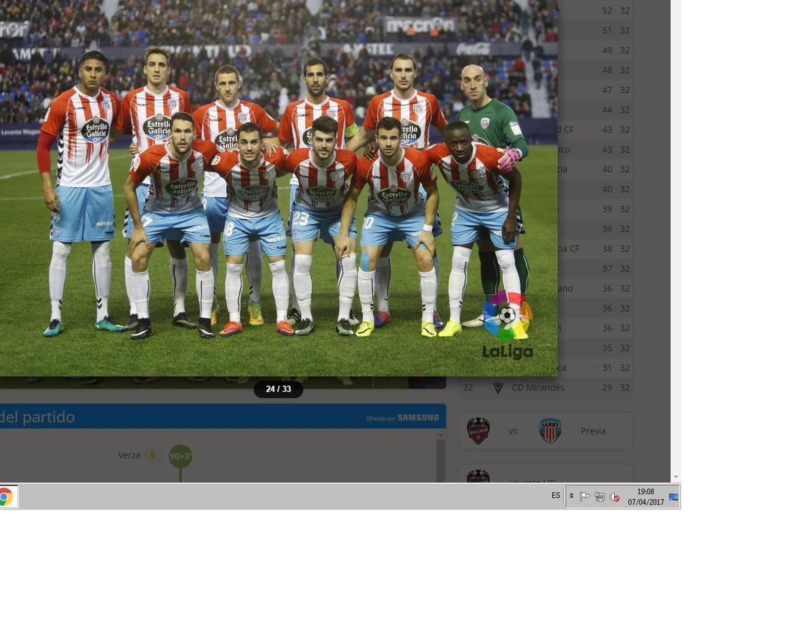 Once titular del Lugo en uno de los encuentros de esta temporada.