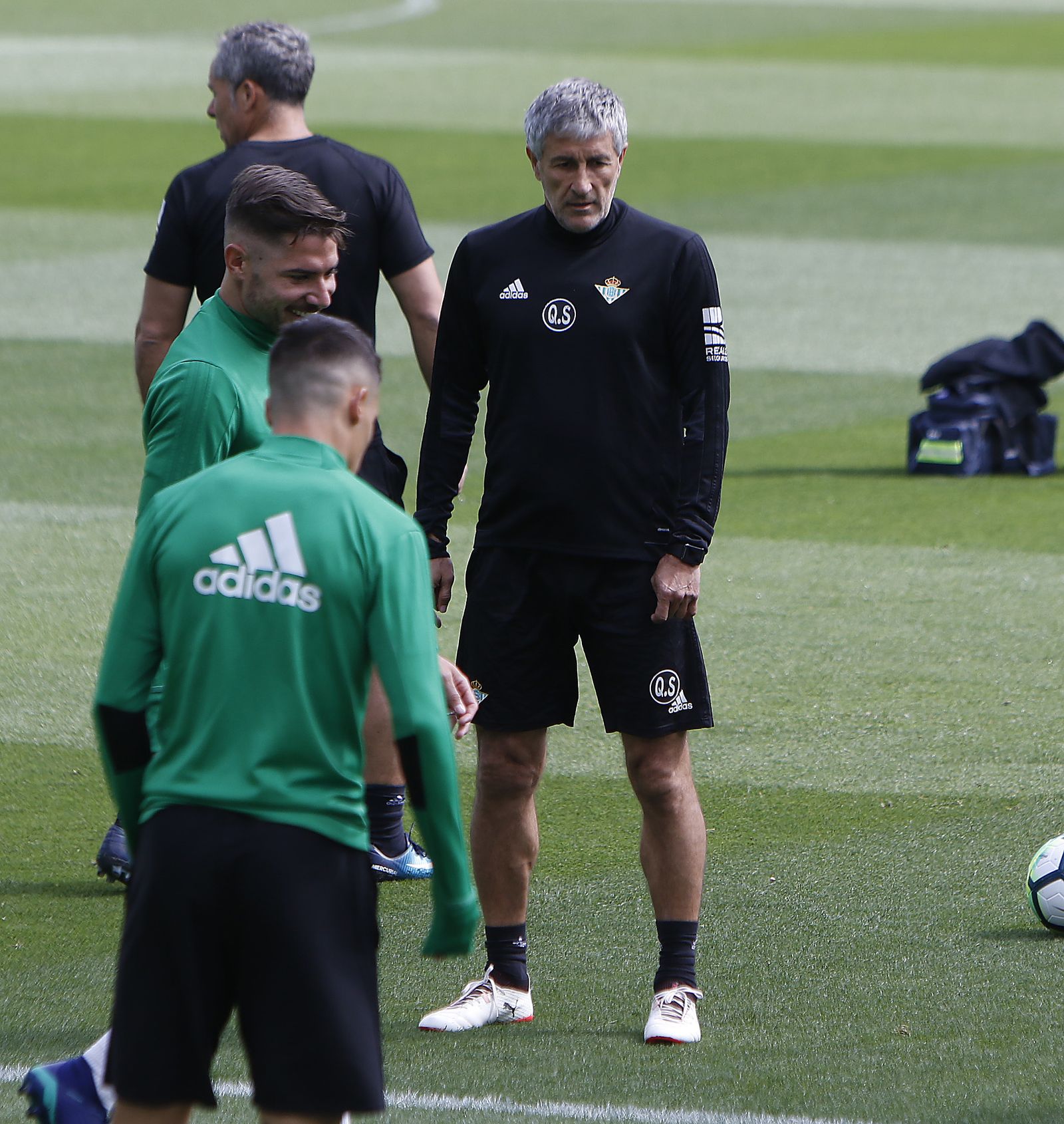 Quique Setién, durante un entrenamiento.