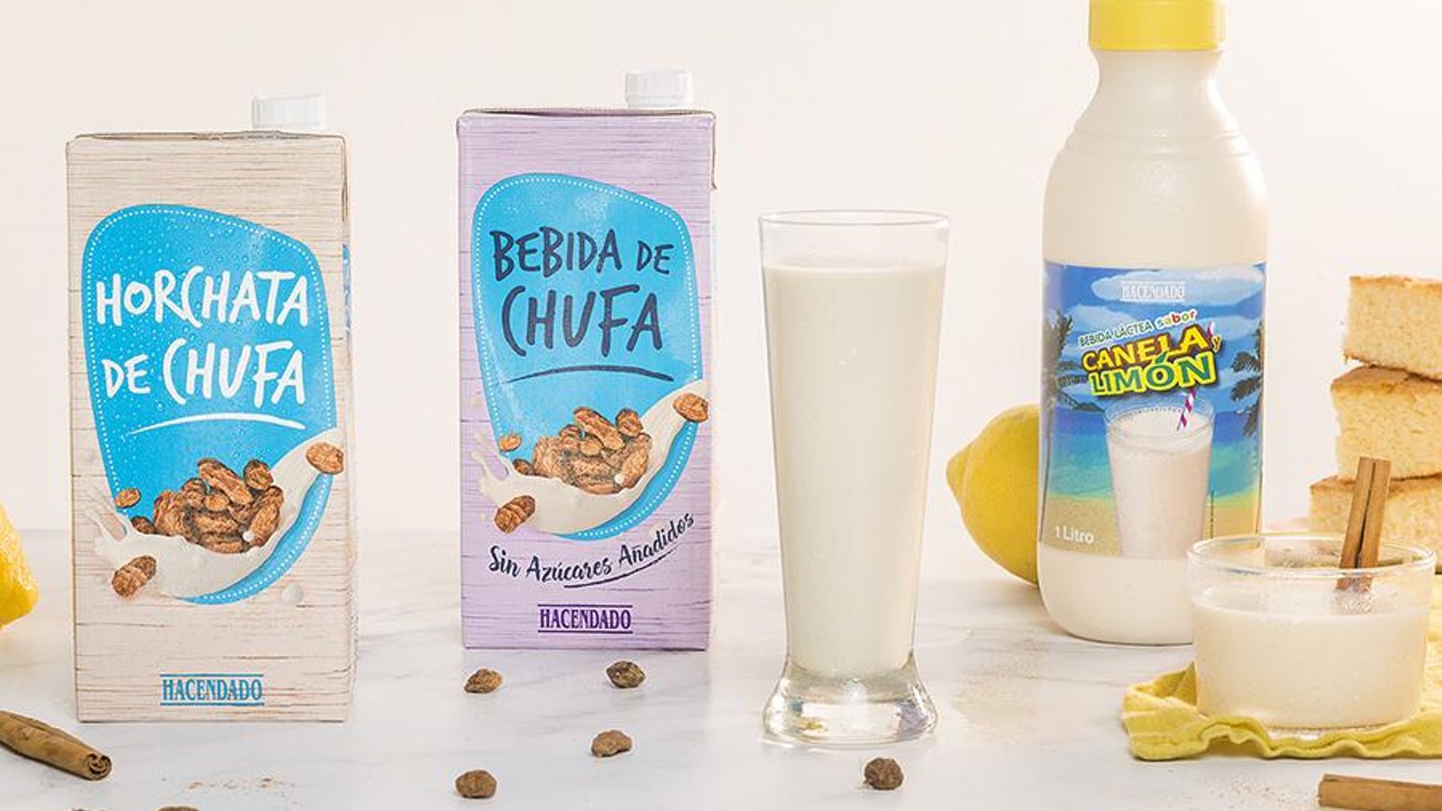 Horchata, bebida de Chufa y de Canela y limón, de Mercadona