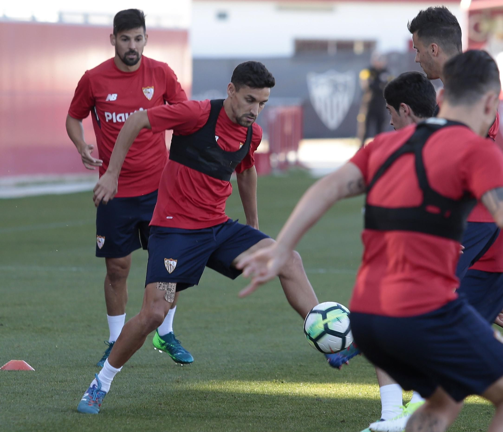 Jesús Navas, en el entrenamiento de este jueves.
