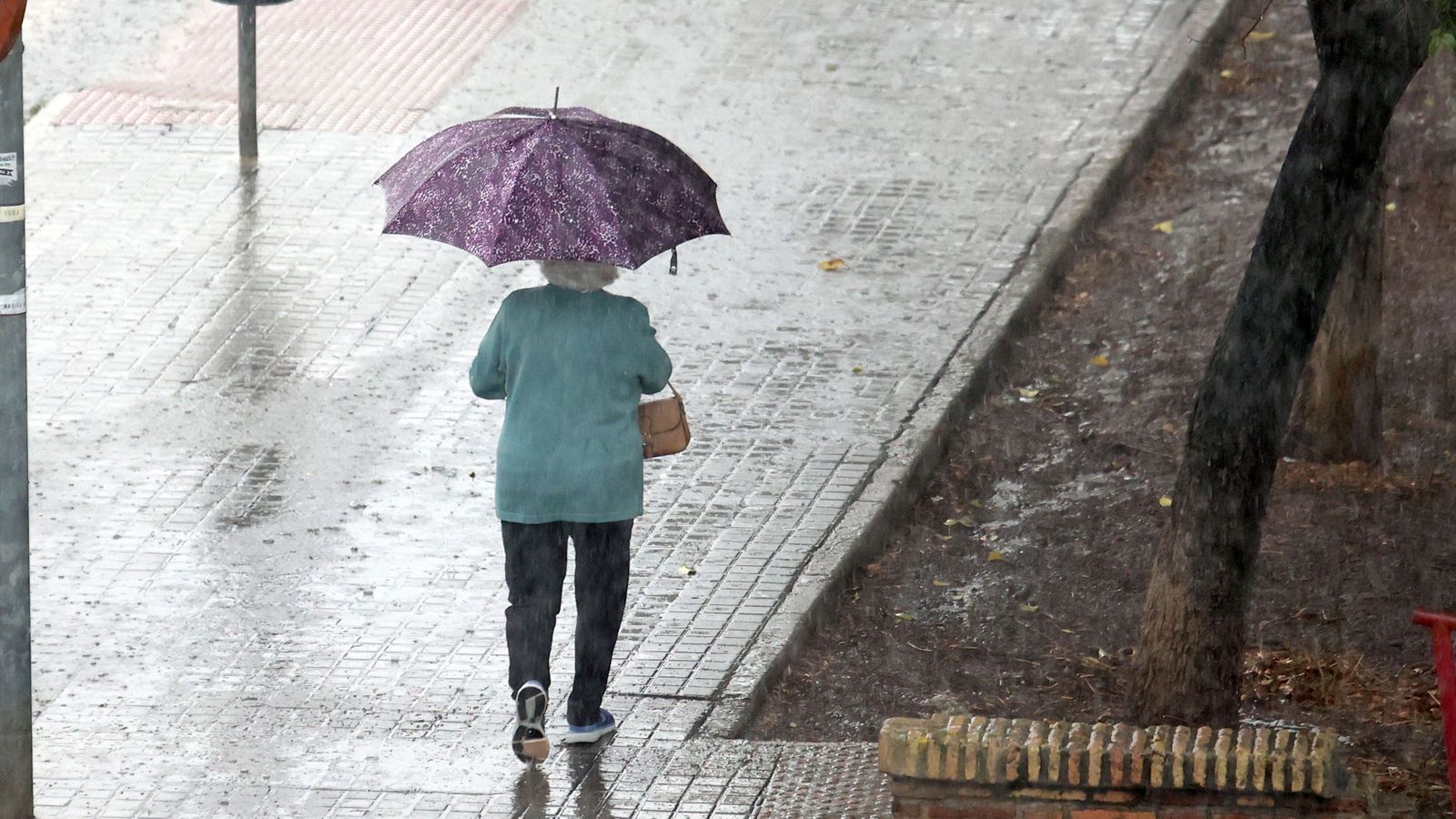 Una mujer camina con un paragüas el pasado mes de mayo.