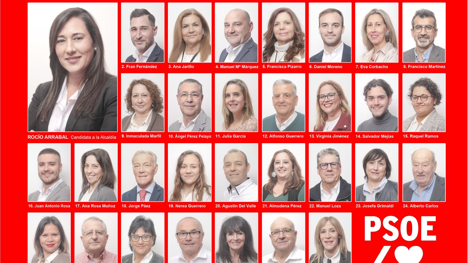 Cartel con la lista de Rocío Arrabal para el 28-M