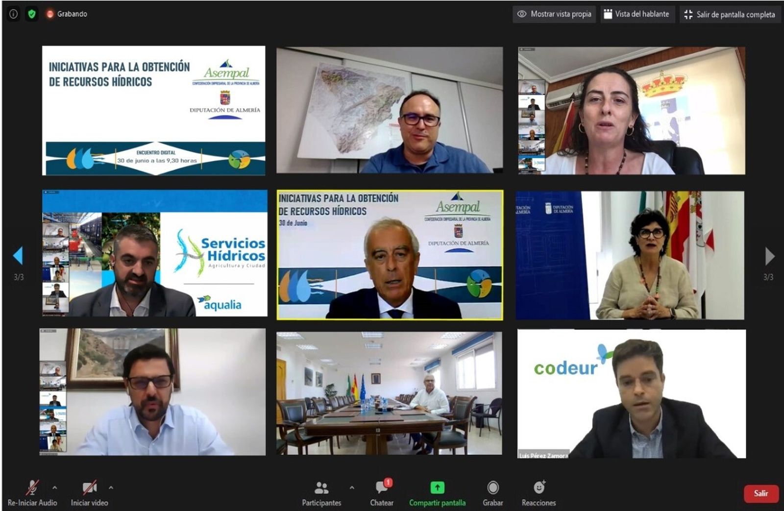 Encuentro digital celebrado por Asempal junto a la Diputación de Almería sobre iniciativas para la obtención de agua