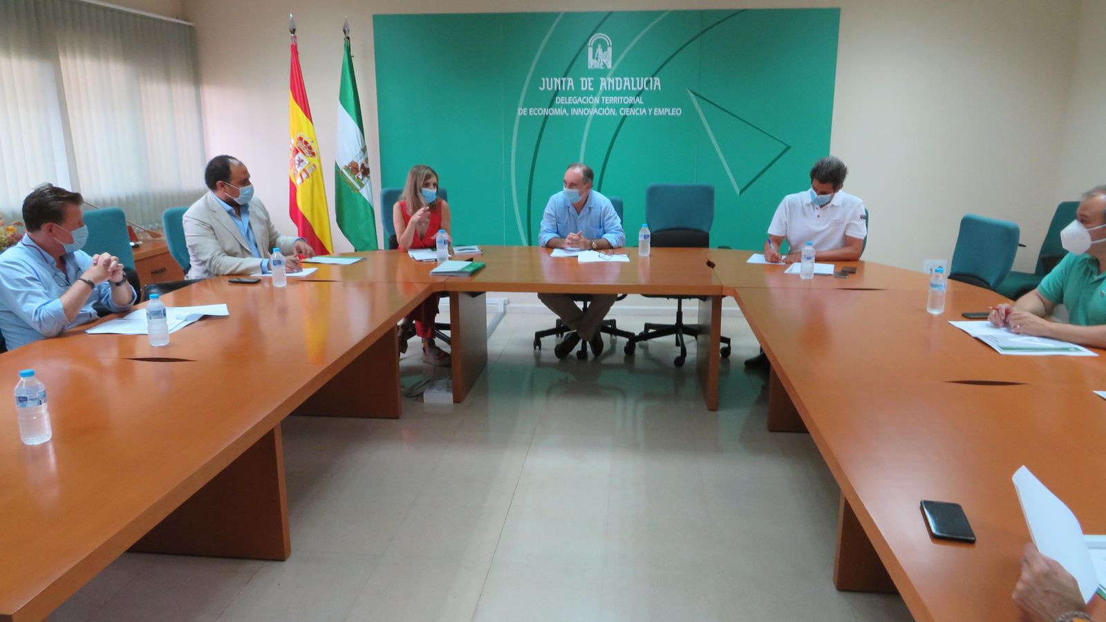 Imagen de la reunión de la Comision de Riesgos Laborales esta mañana en la capital onubense.