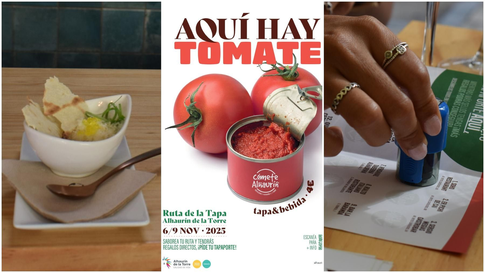 Tapas, tapaporte y cartel de la Ruta de la Tapa de Alhaurín de la Torre.