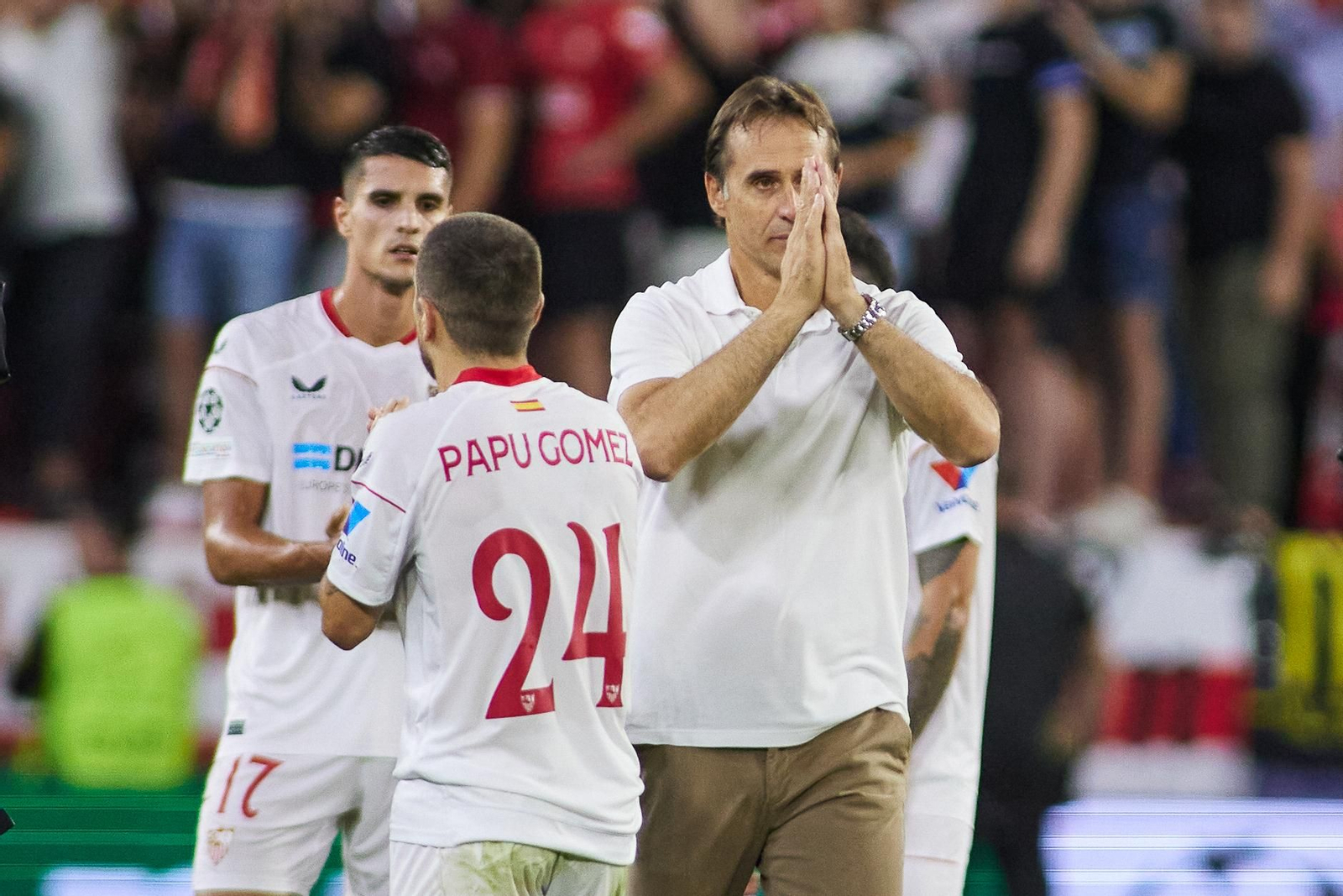 Julen Lopetegui en su último partido como entrenador del Sevilla, ante el Borussia Dortmund
