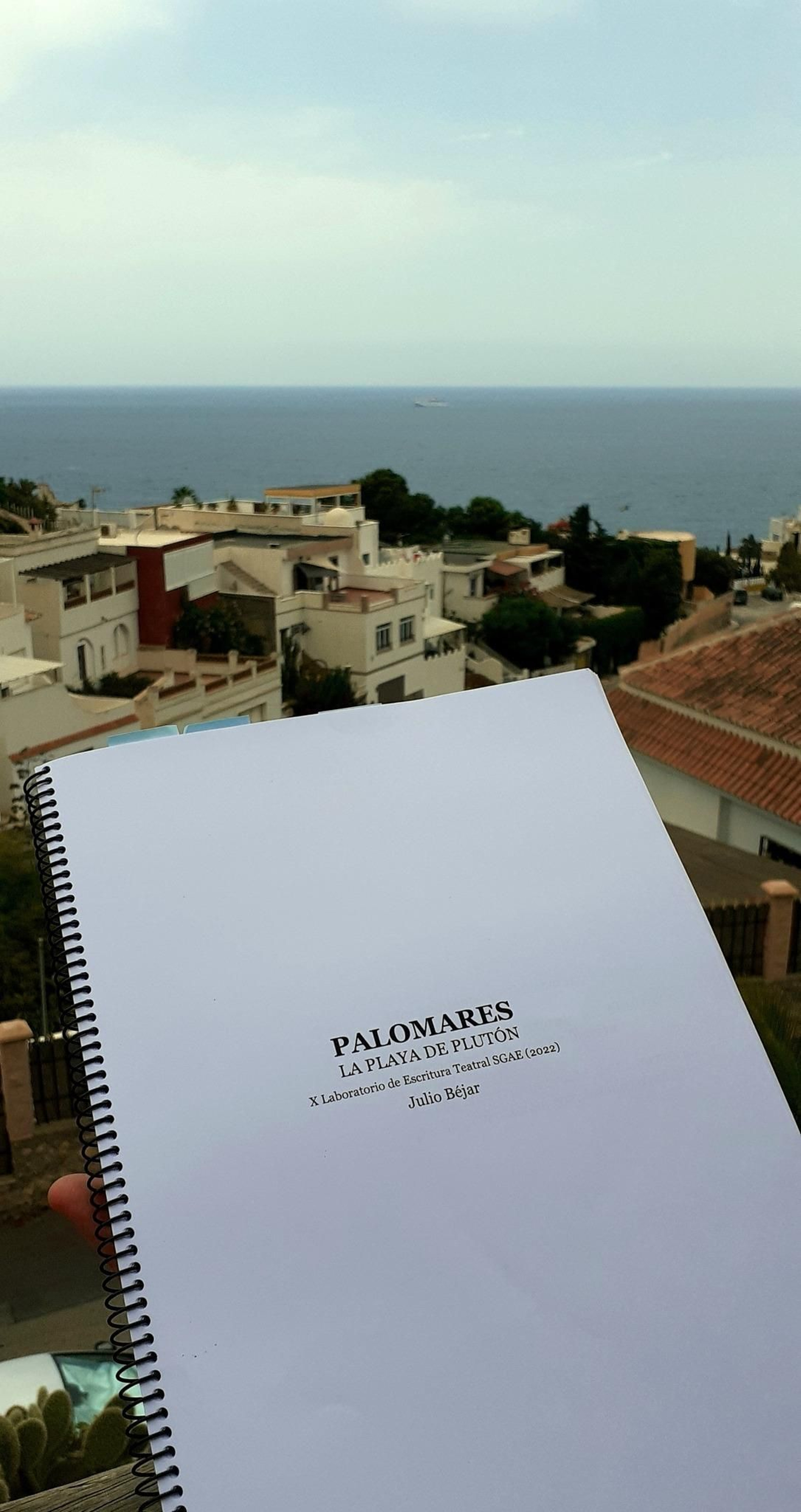 Manuscrito de "Palomares (la playa de Plutón", de Julio Béjar.