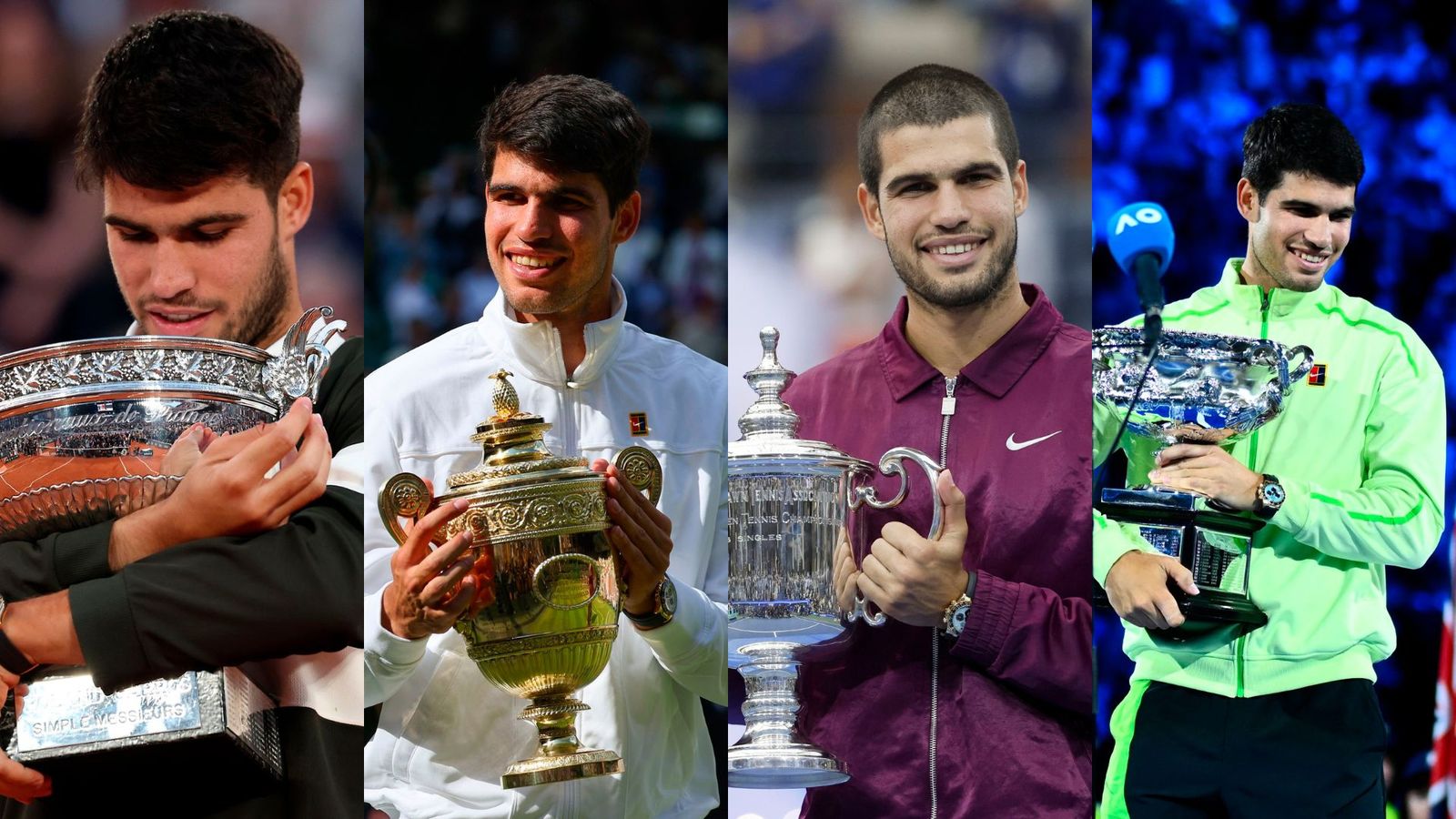 Alcaraz, con los cuatro Grand Slam, ganados entre 2022 y 2026