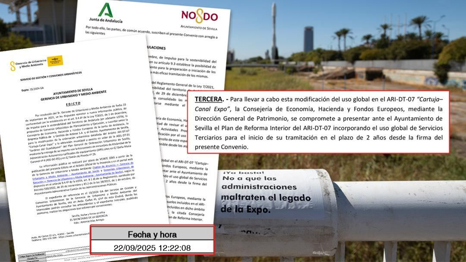 Edicto de la Gerencia de Urbanismo sobre el Canal de la Expo.