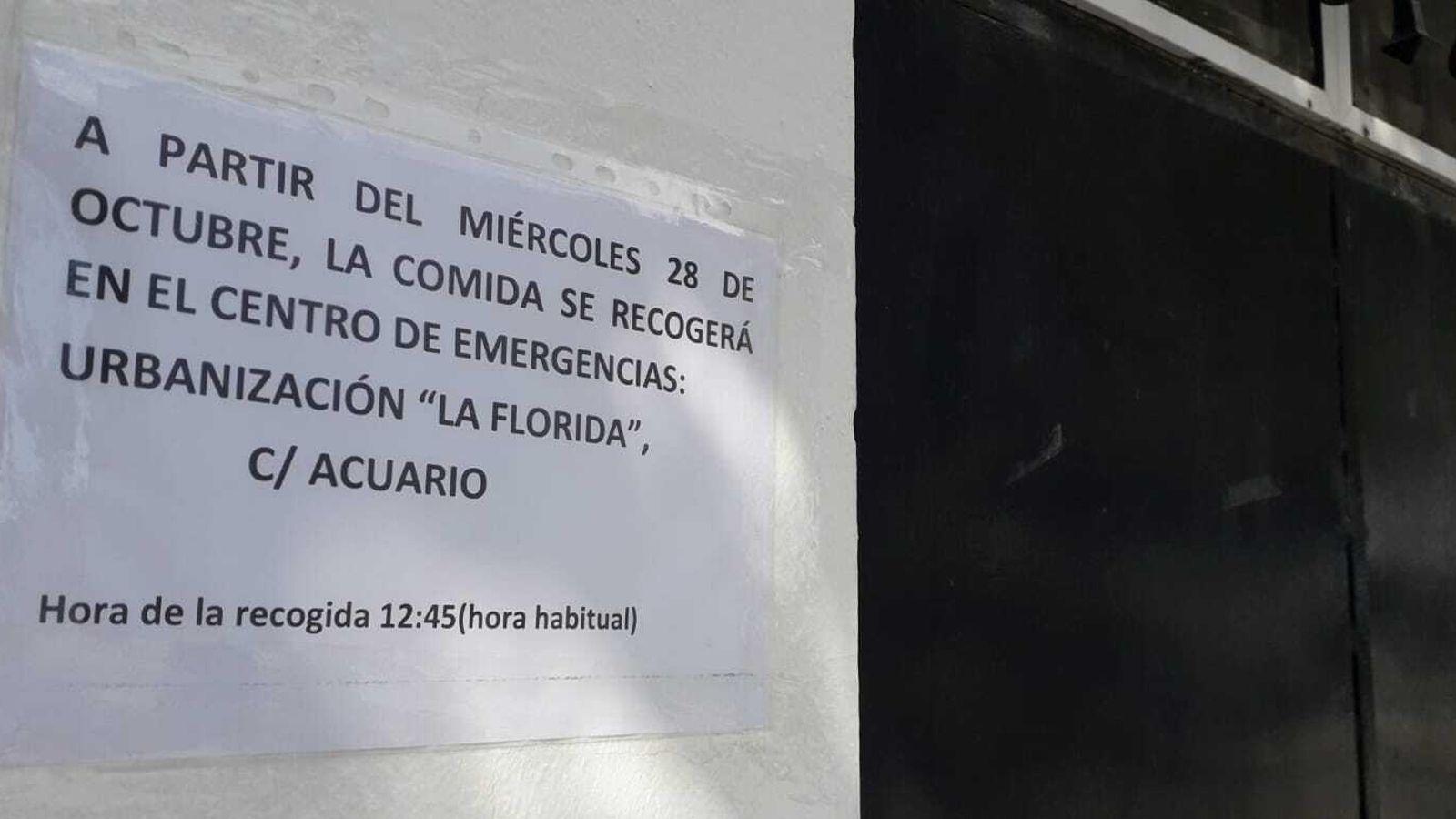 Ha cambiado el lugar de recogida de los menús para los usuarios del programa de asistencia social.