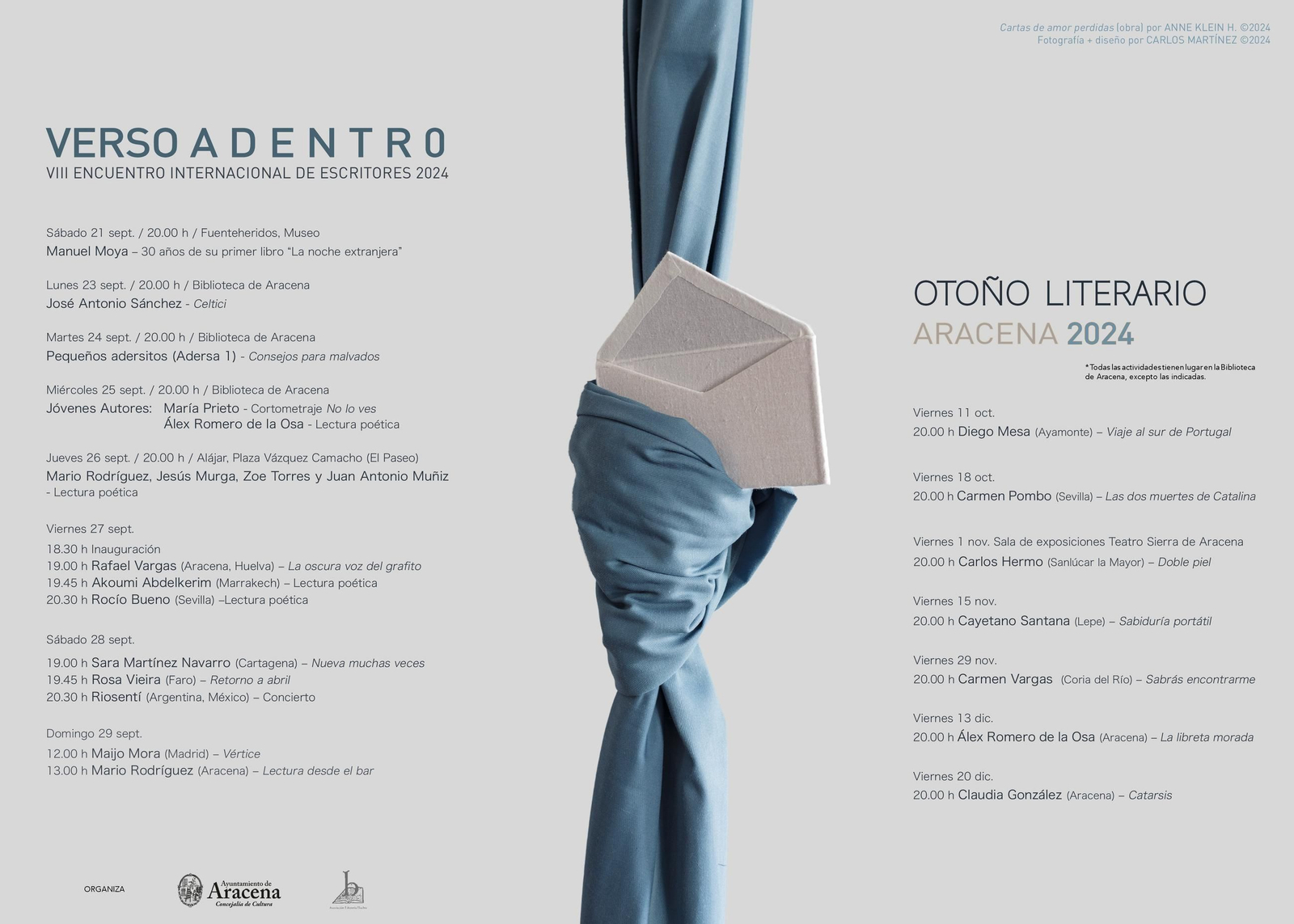 Cartel informativo con la programación del Otoño Literario de Aracena 2024.