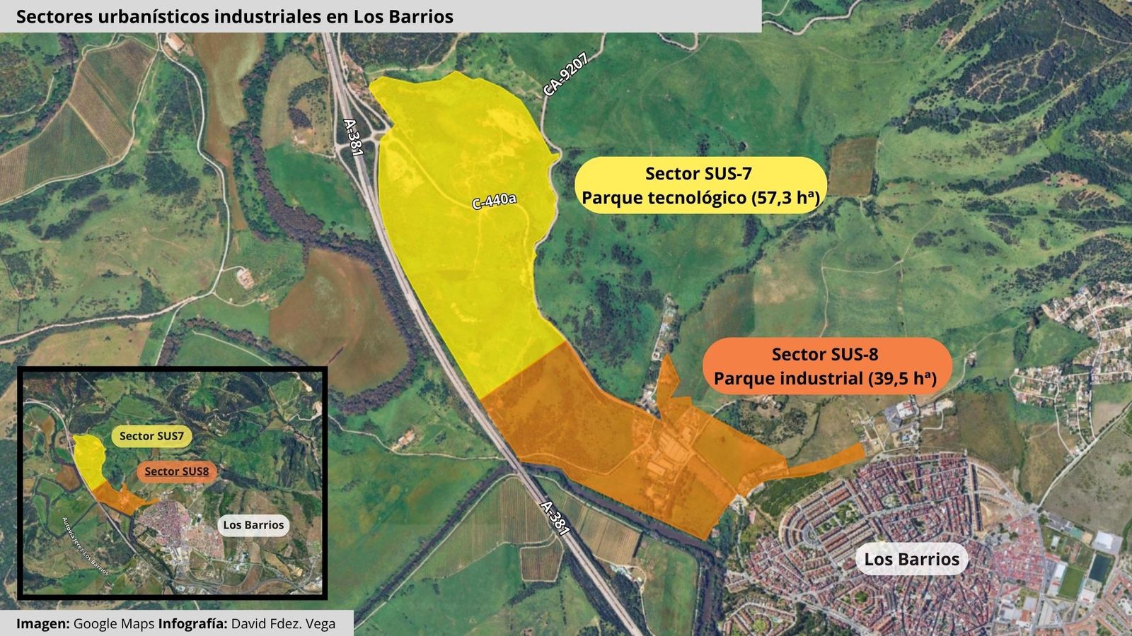 Sectores urbanísticos industriales en Los Barrios.