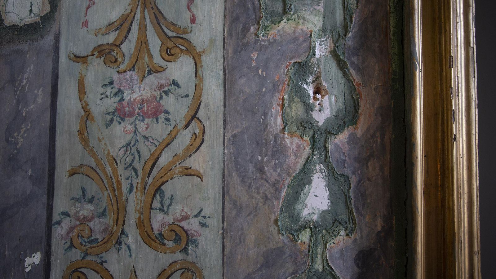 Las pinturas murales recuperadas se inspiran en la decoración de las casas de Pompeya.