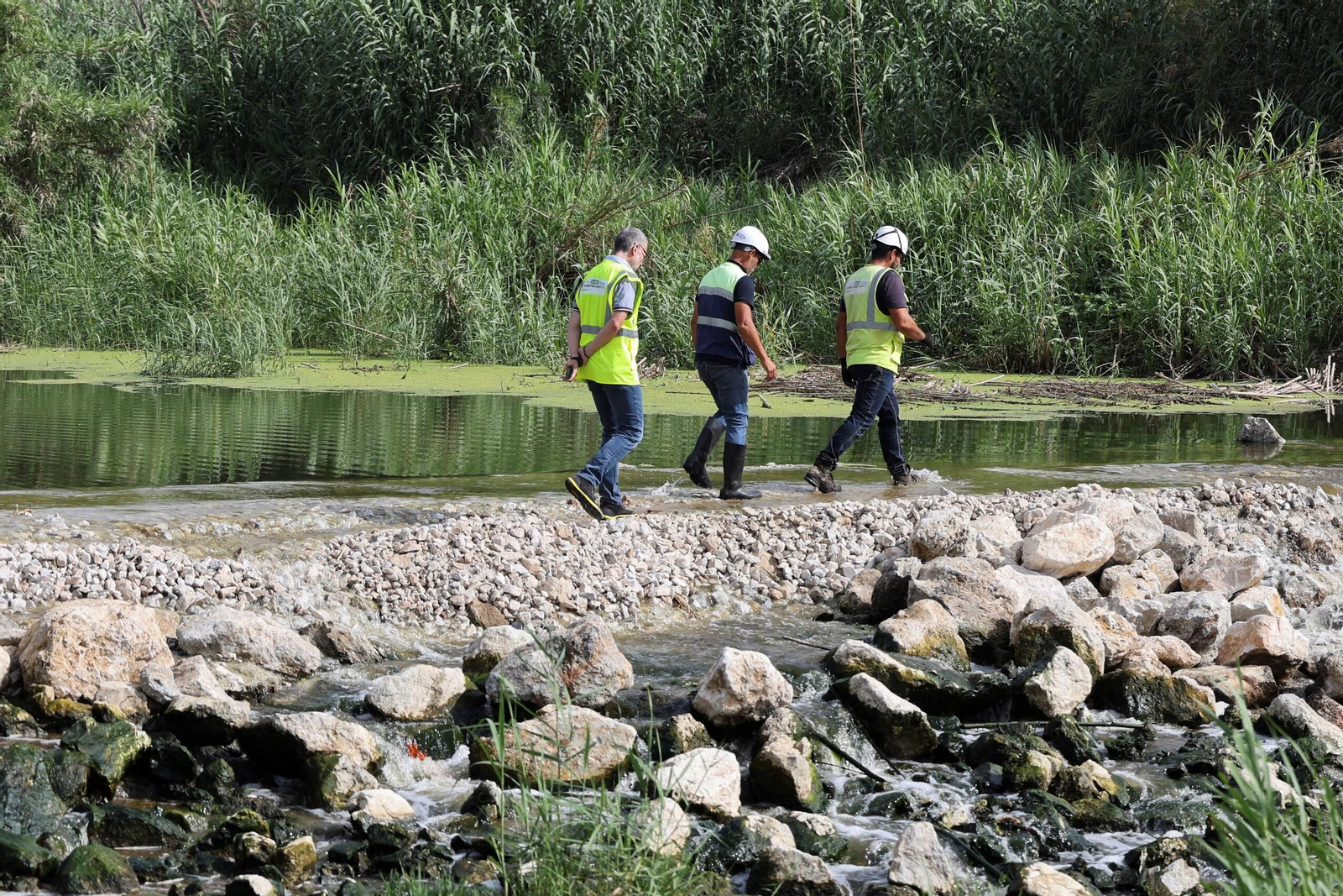Vecinos protestan frente a las excavadoras en la Vega de Mestanza, en fotos