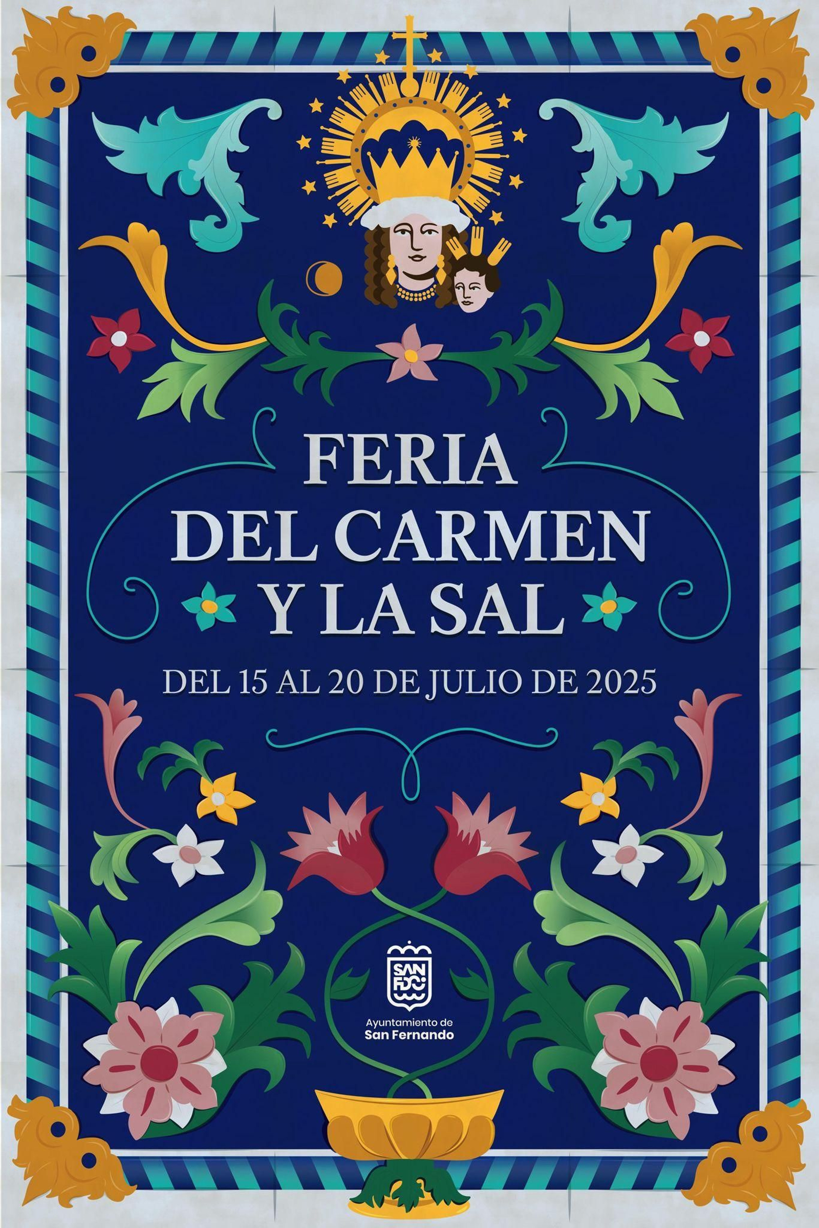 Cartel anunciador de la Feria del Carmen y de la Sal 2025 en San Fernando