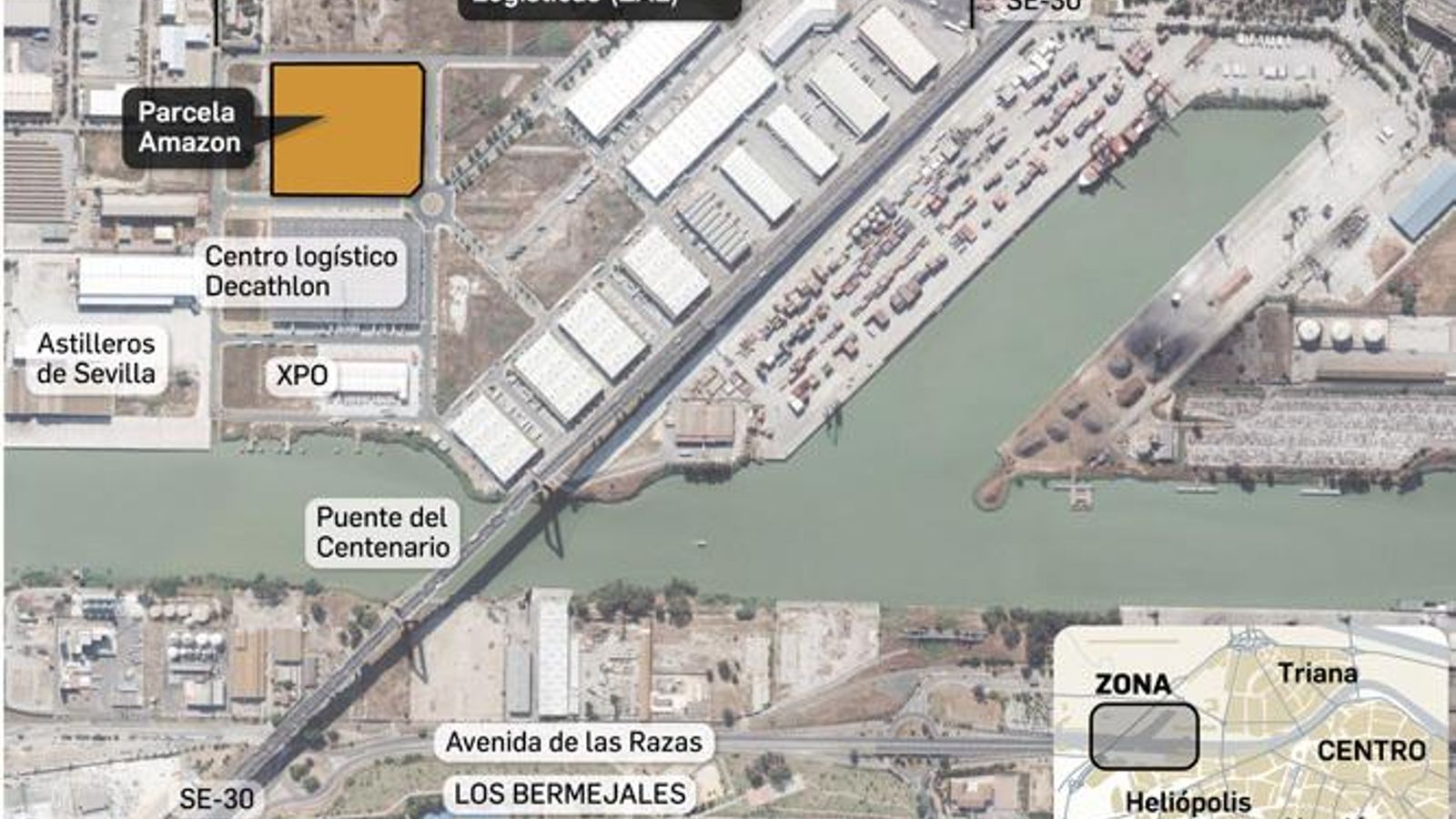 Ubicación de Amazon en el Puerto de Sevilla. Fuente: Puerto de Sevilla.