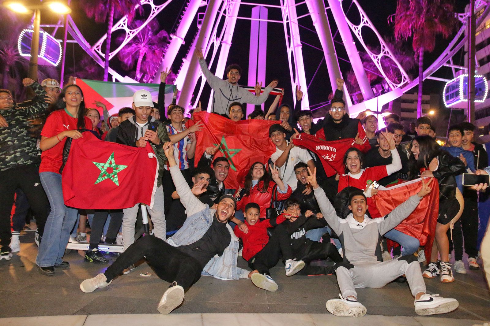 La celebración de la afición marroquí de Almería, en imágenes