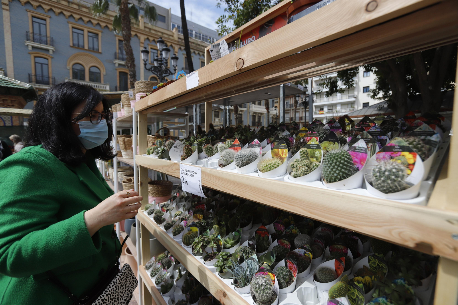 Imágenes del 'V Mercado de Flores y Plantas de Huelva' en la Plaza de Las Monjas