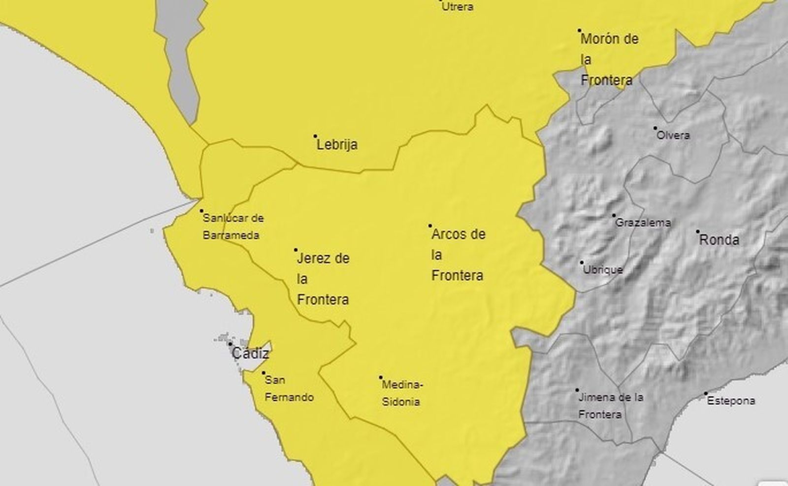 Alerta amarilla en las provincias de Huelva, Sevilla y Cádiz