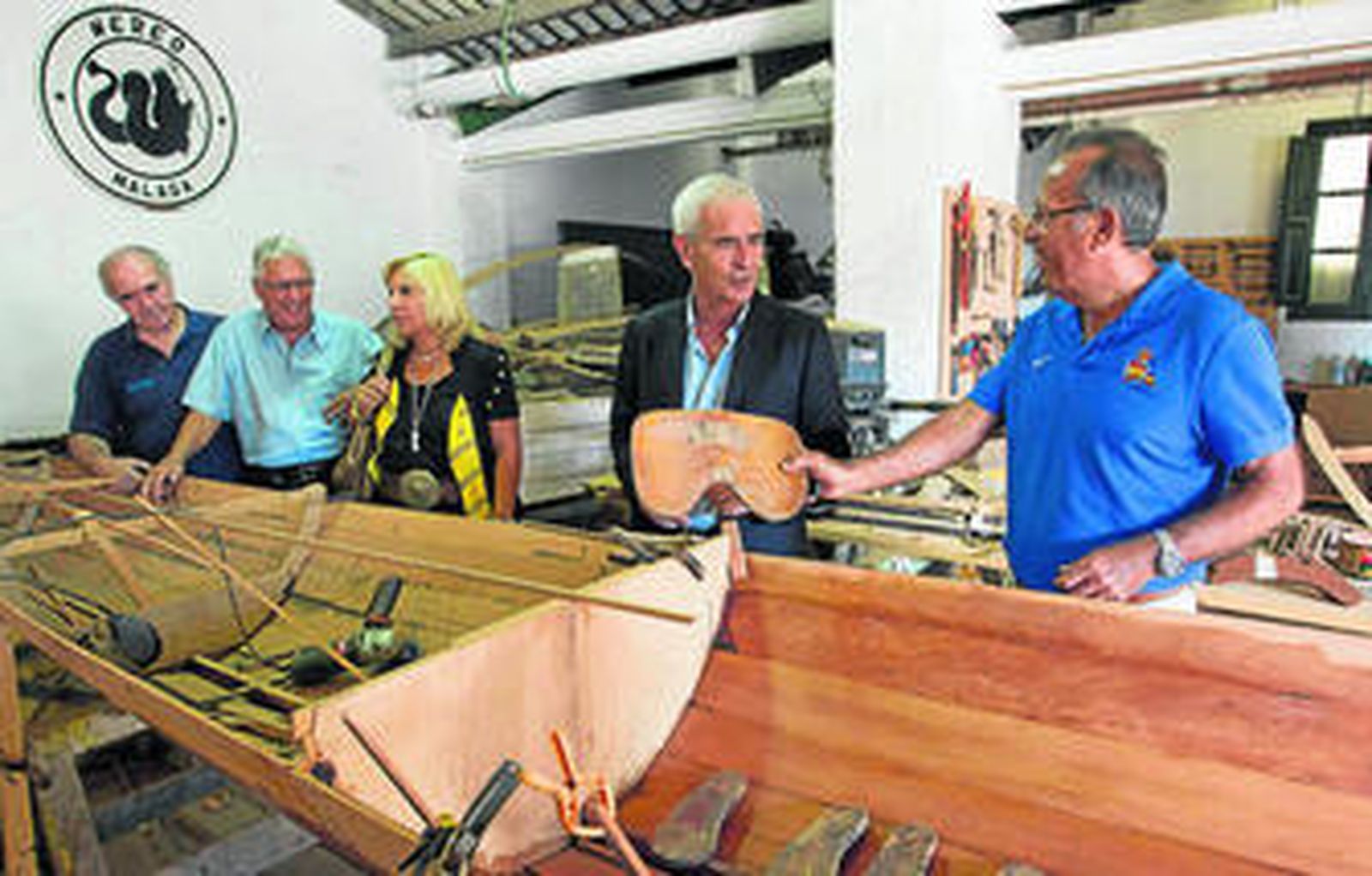 Gancedo (izq), Queipo de Llano, Gómez-Raggio y Jiménez ayer en los Astilleros Nereo.