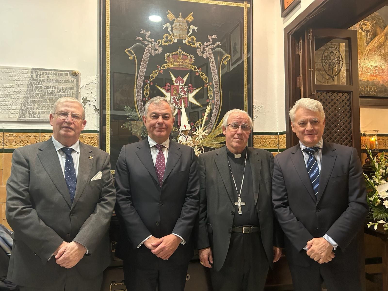 Francisco Vélez, José Luis Sanz, monseñor José Ángel Saiz y Juan Miguel Vega.