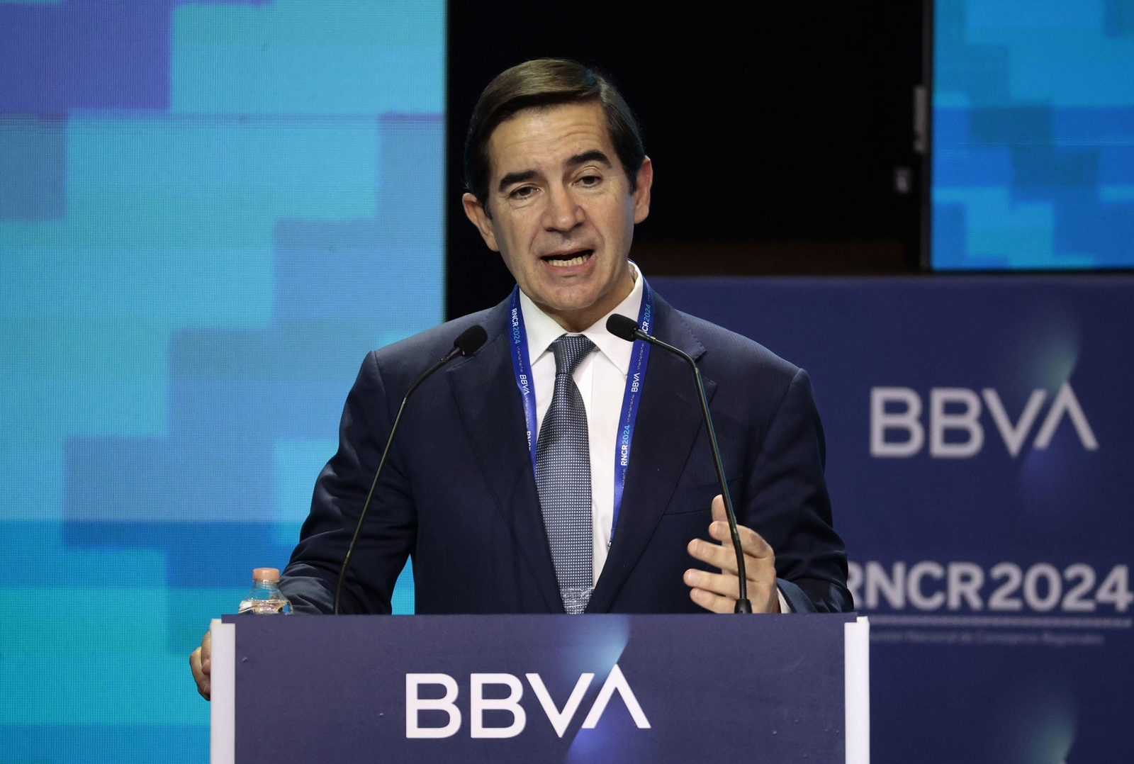 Carlos Torres, presidente de BBVA, este lunes en Ciudad de México