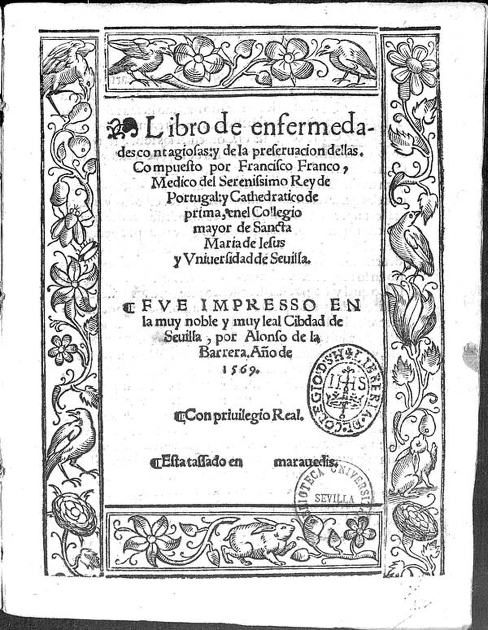 Portada de 'El libro de enfermedades contagiosas' de Francisco Franco