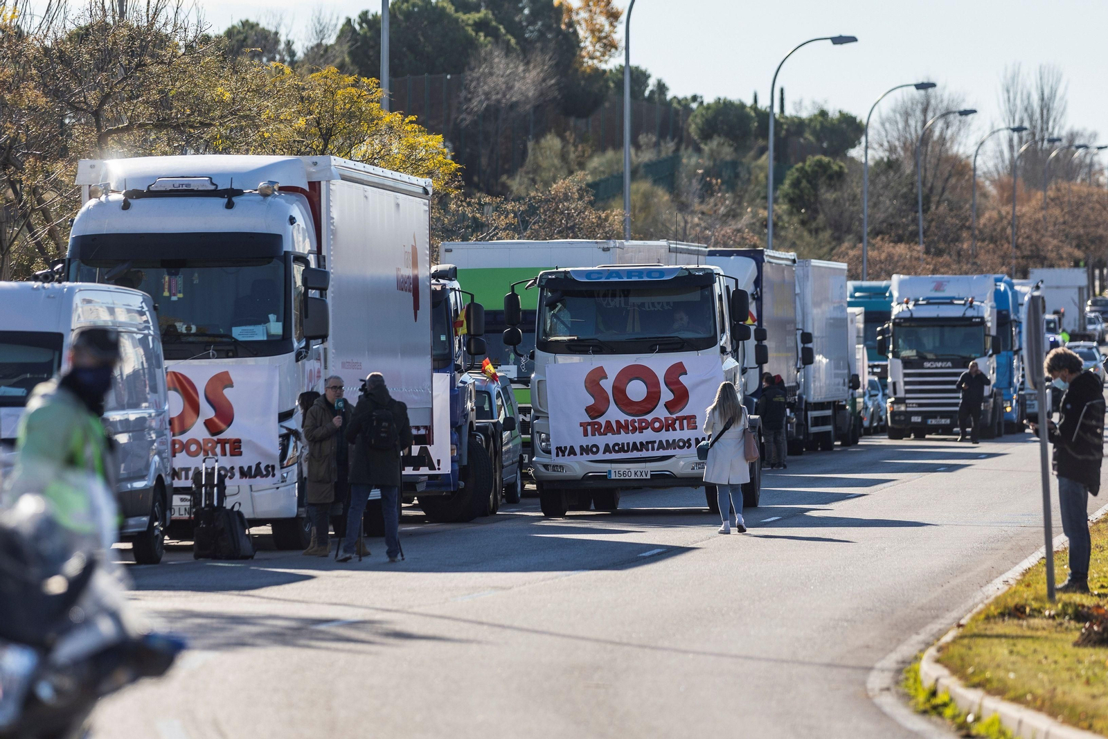 Protesta de transportistas en Madrid, en una imagen de archivo.