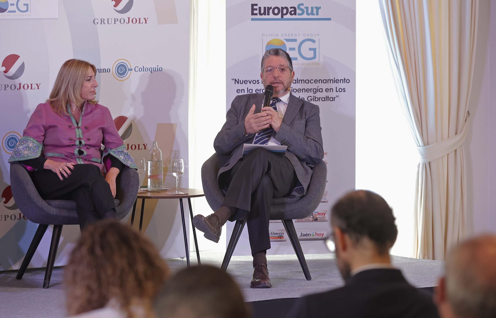 Fotos del Desayuno coloquio Nuevos retos del almacenamiento en la era de la bioenergía en Los Barrios y el Campo de Gibraltar de Europa Sur y Olivia Energy Group