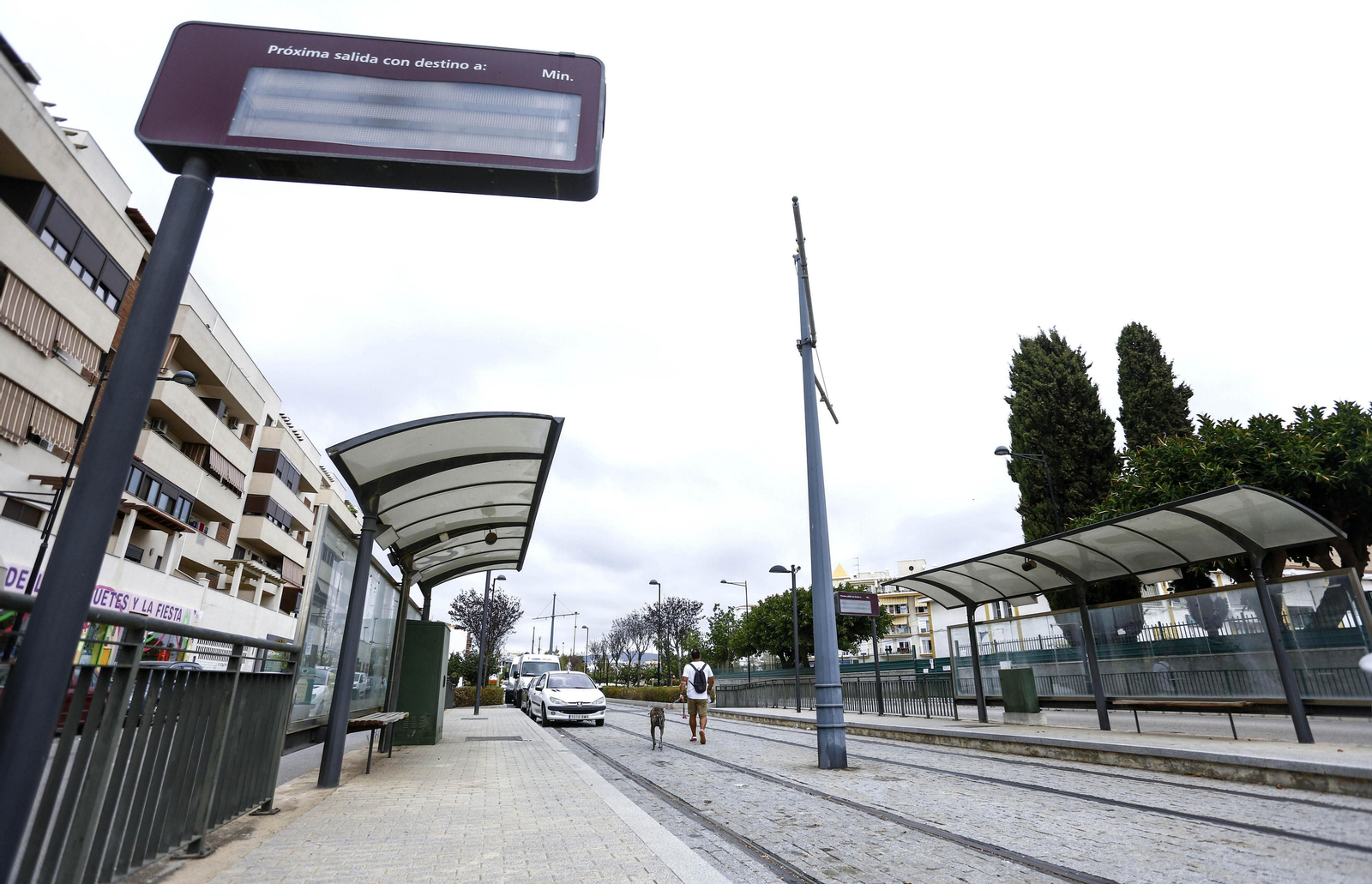 Para del tranvía en Torre del Mar.