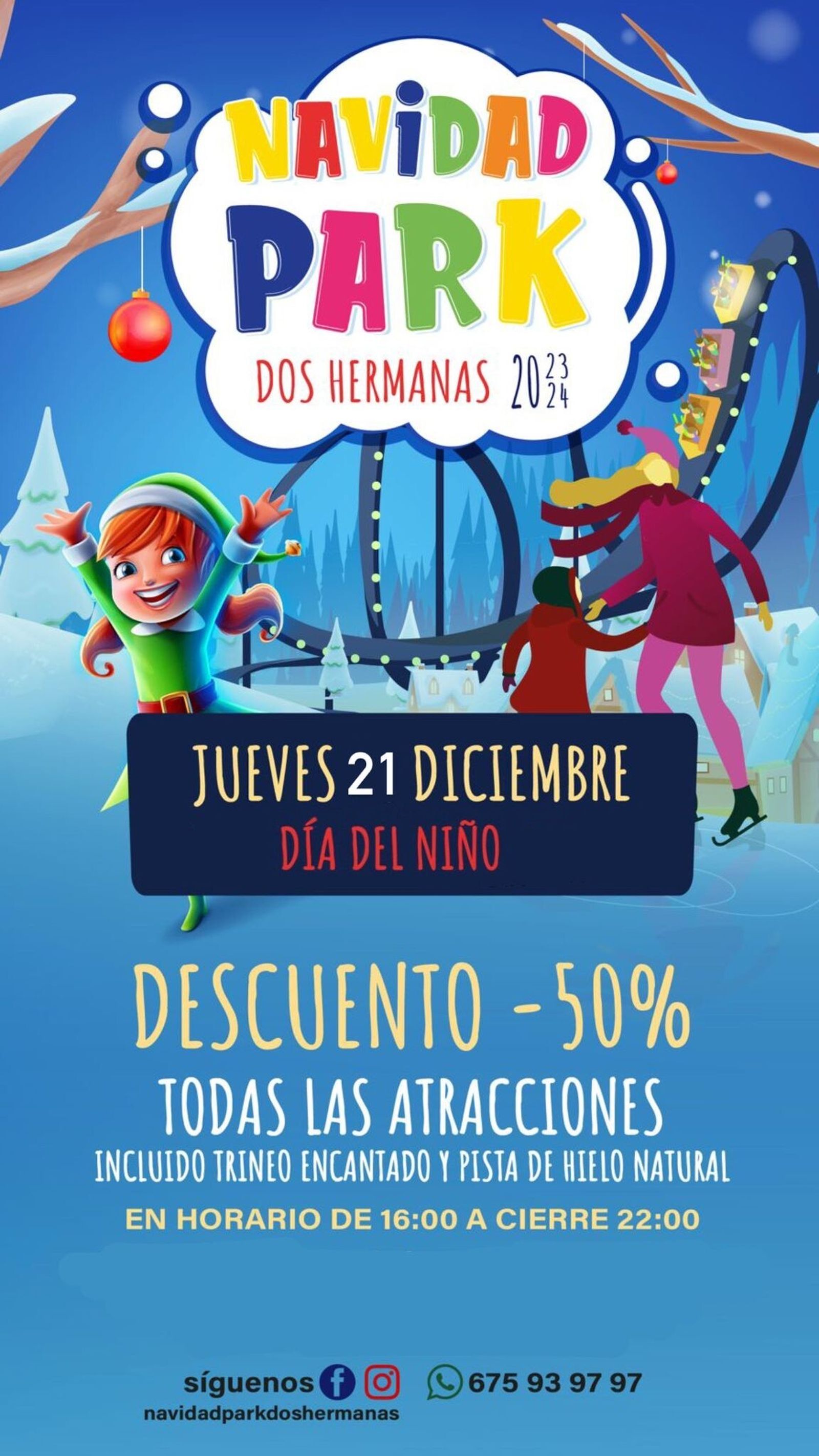 Cartel del Día del Niño en Navidad Park