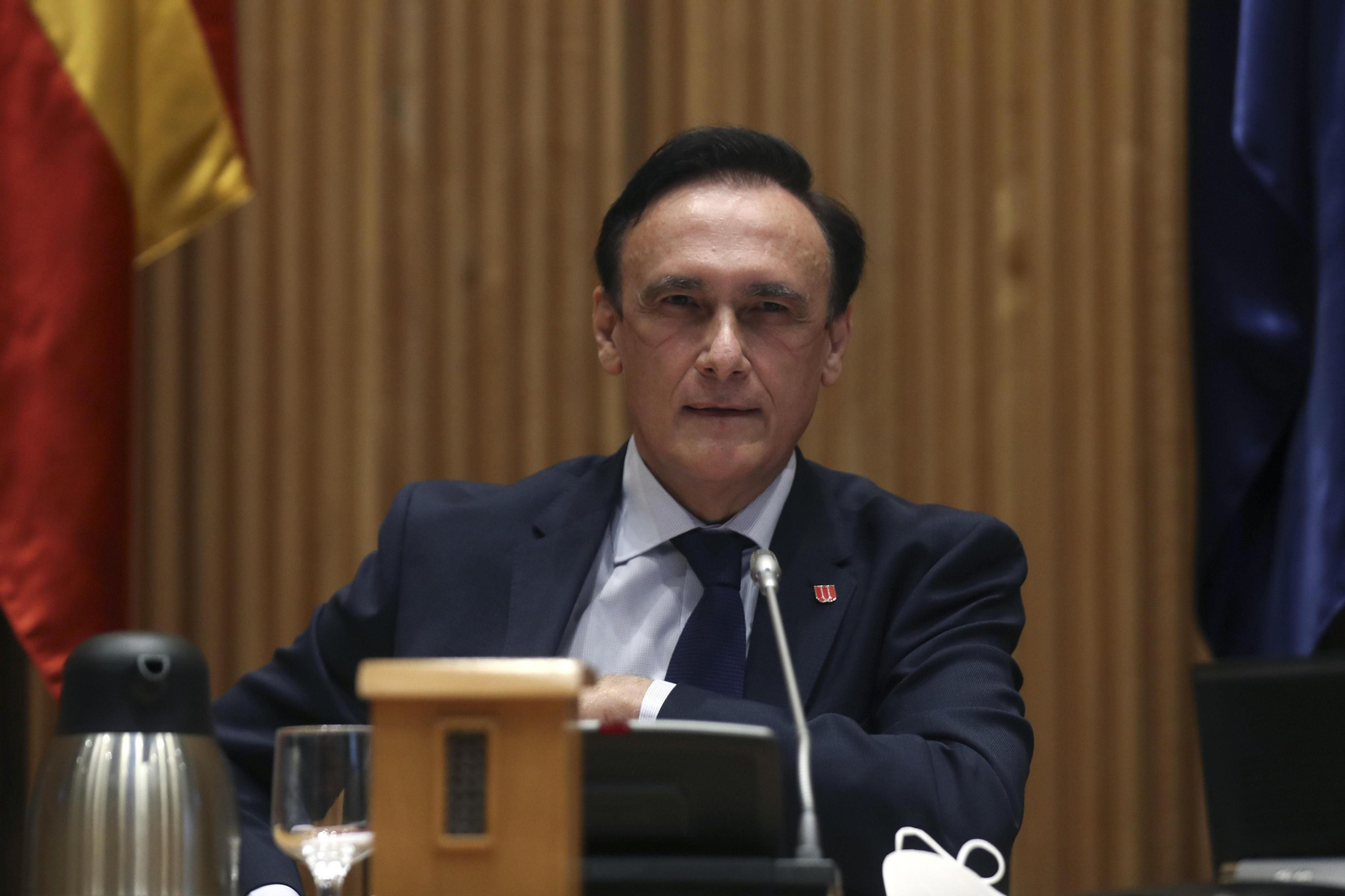 Gómez Villamandos, durante su comparecencia en la Comisión para la Reconstrucción Social y Económica en el Congreso. Gómez Villamandos, durante su comparecencia en la Comisión para la Reconstrucción Social y Económica en el Congreso.