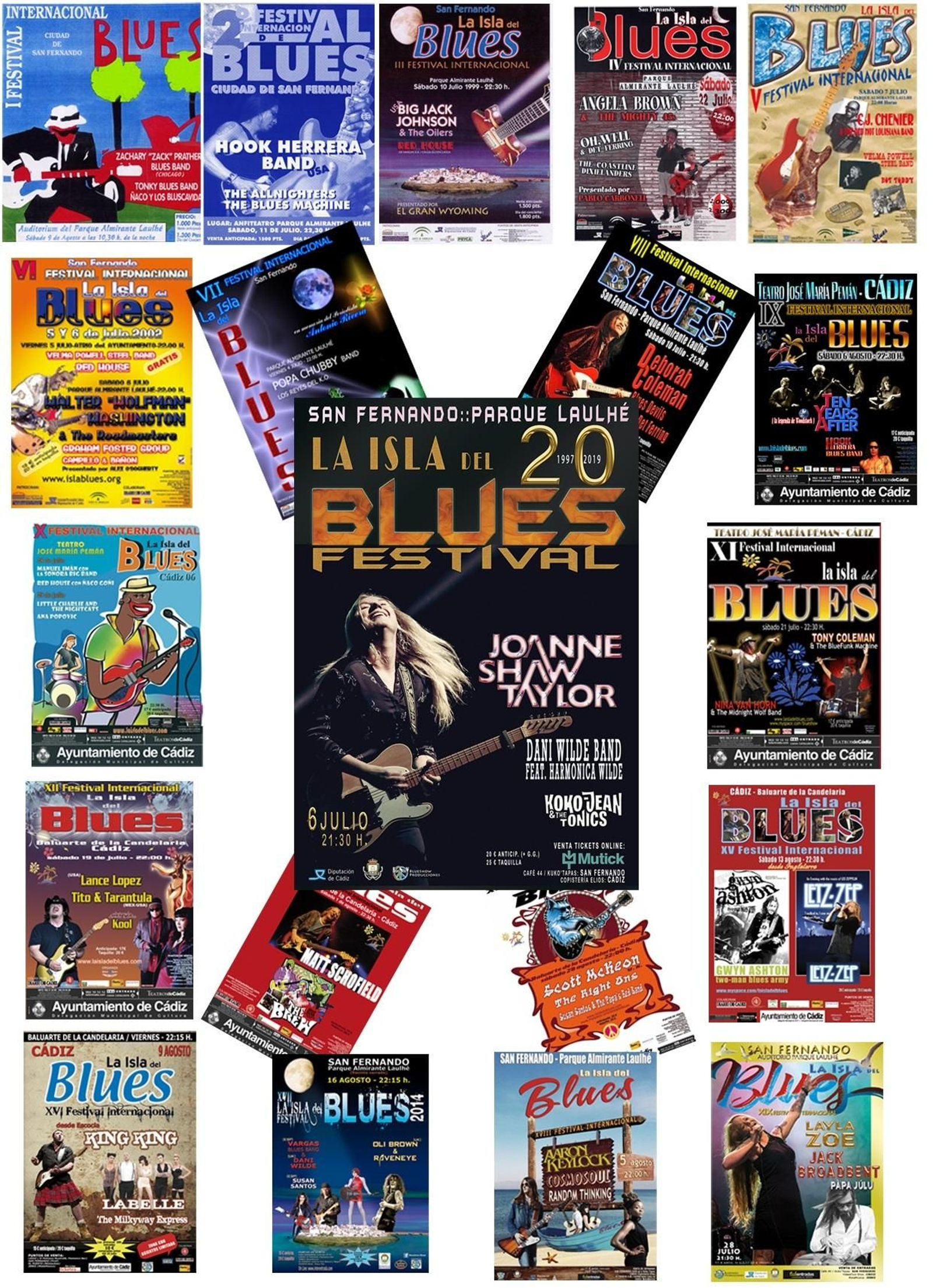 Carteles de las 20 ediciones de La Isla del Blues