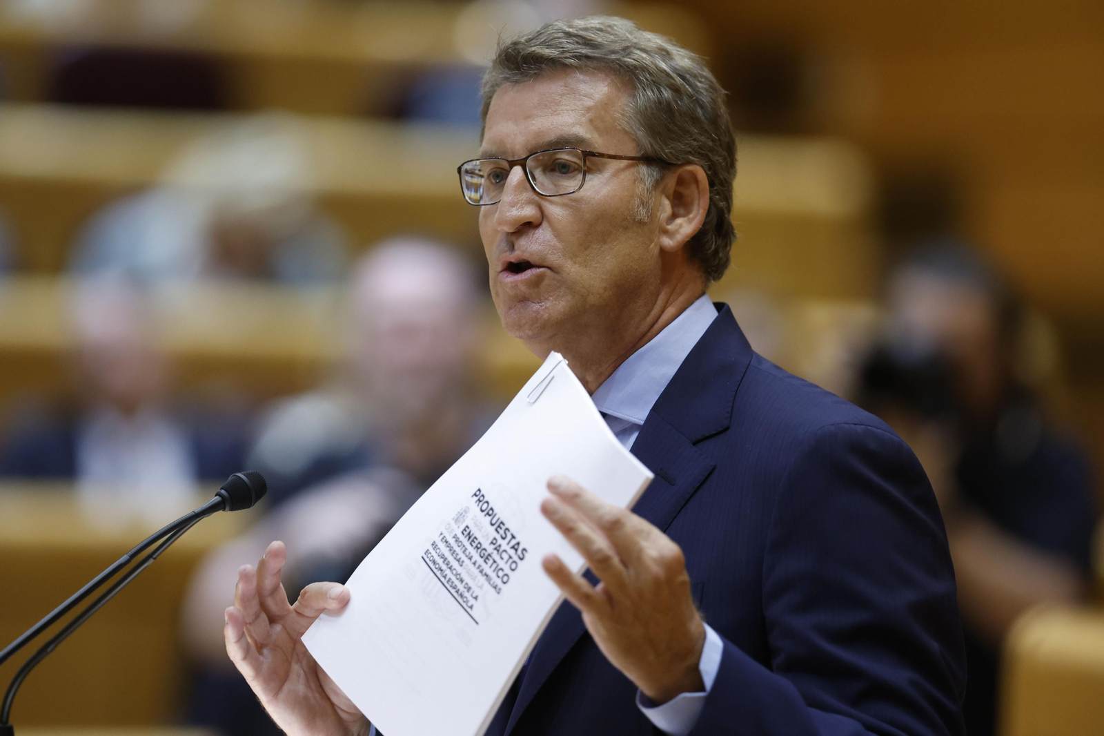 Alberto Núñez Feijóo, con su documento de propuestas al Gobierno.